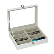 Brillenbox für 8 Brillen Weiss-Transparent-Grau von Relaxdays