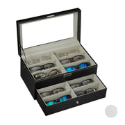 Brillenbox für 12 Brillen Schwarz-Transparent-Grau von Relaxdays