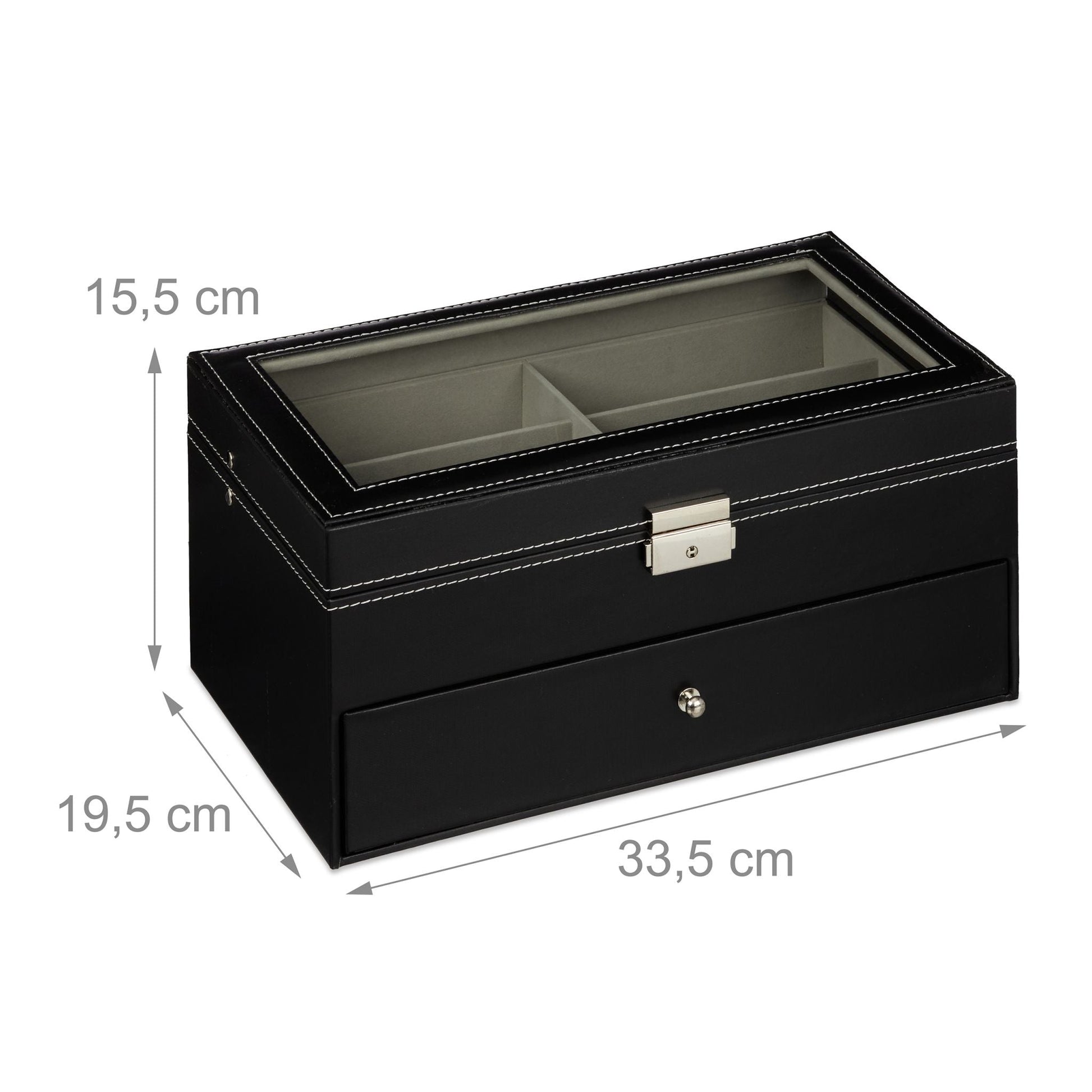 Brillenbox für 12 Brillen Schwarz-Transparent-Grau von Relaxdays