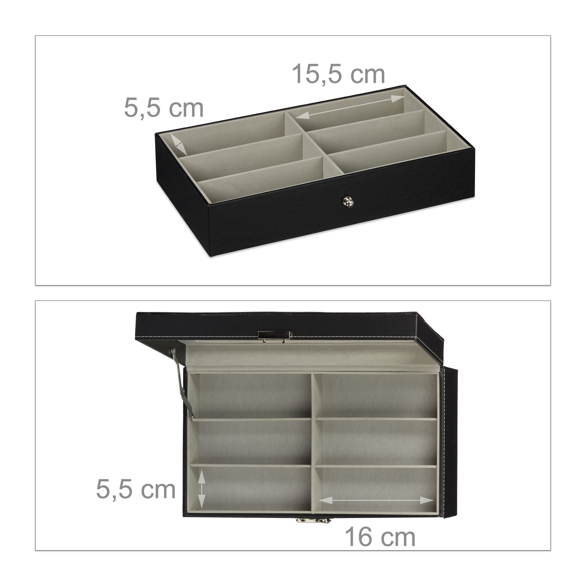 Brillenbox für 12 Brillen Schwarz-Transparent-Grau von Relaxdays