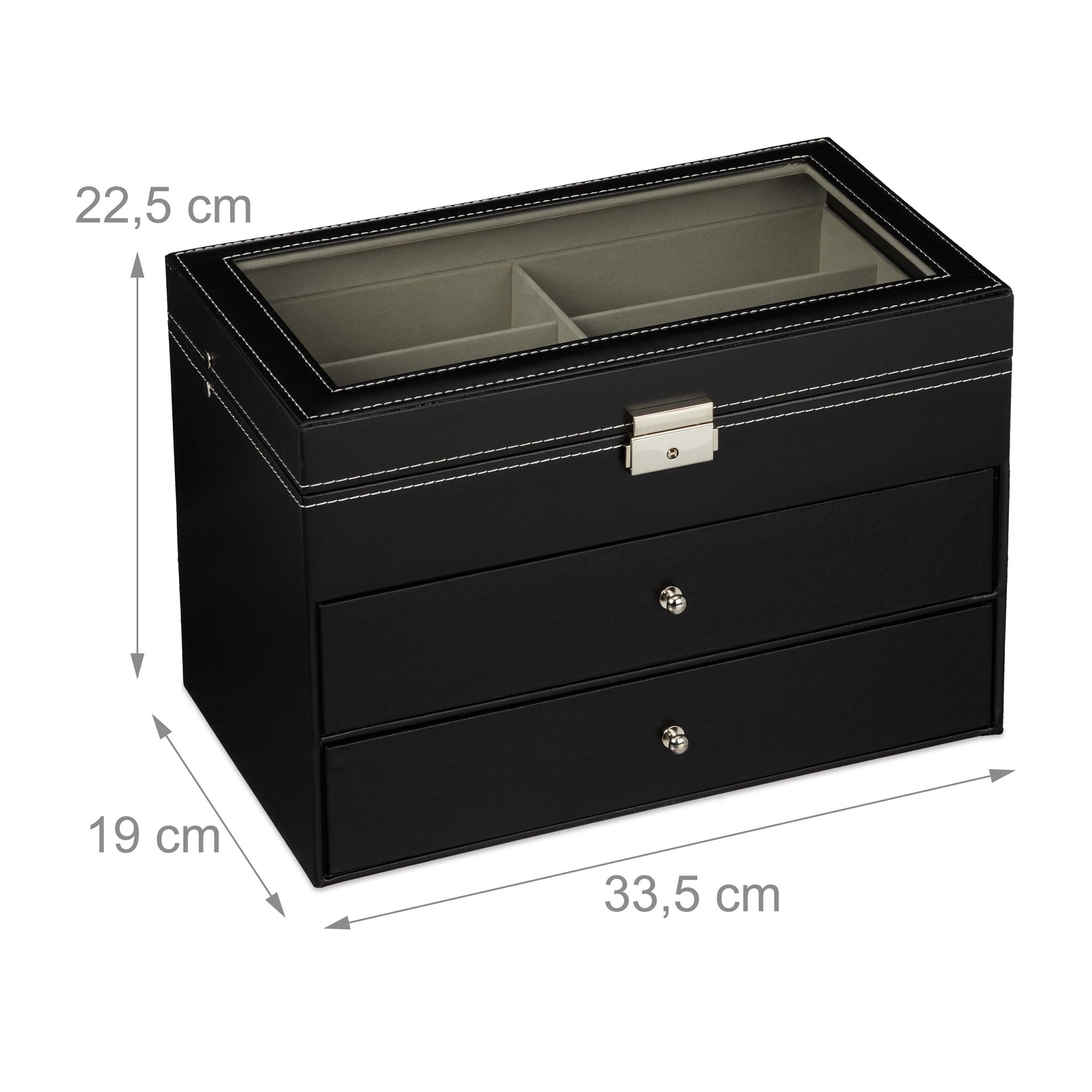 Brillenbox für 18 Brillen Schwarz-Transparent-Grau von Relaxdays