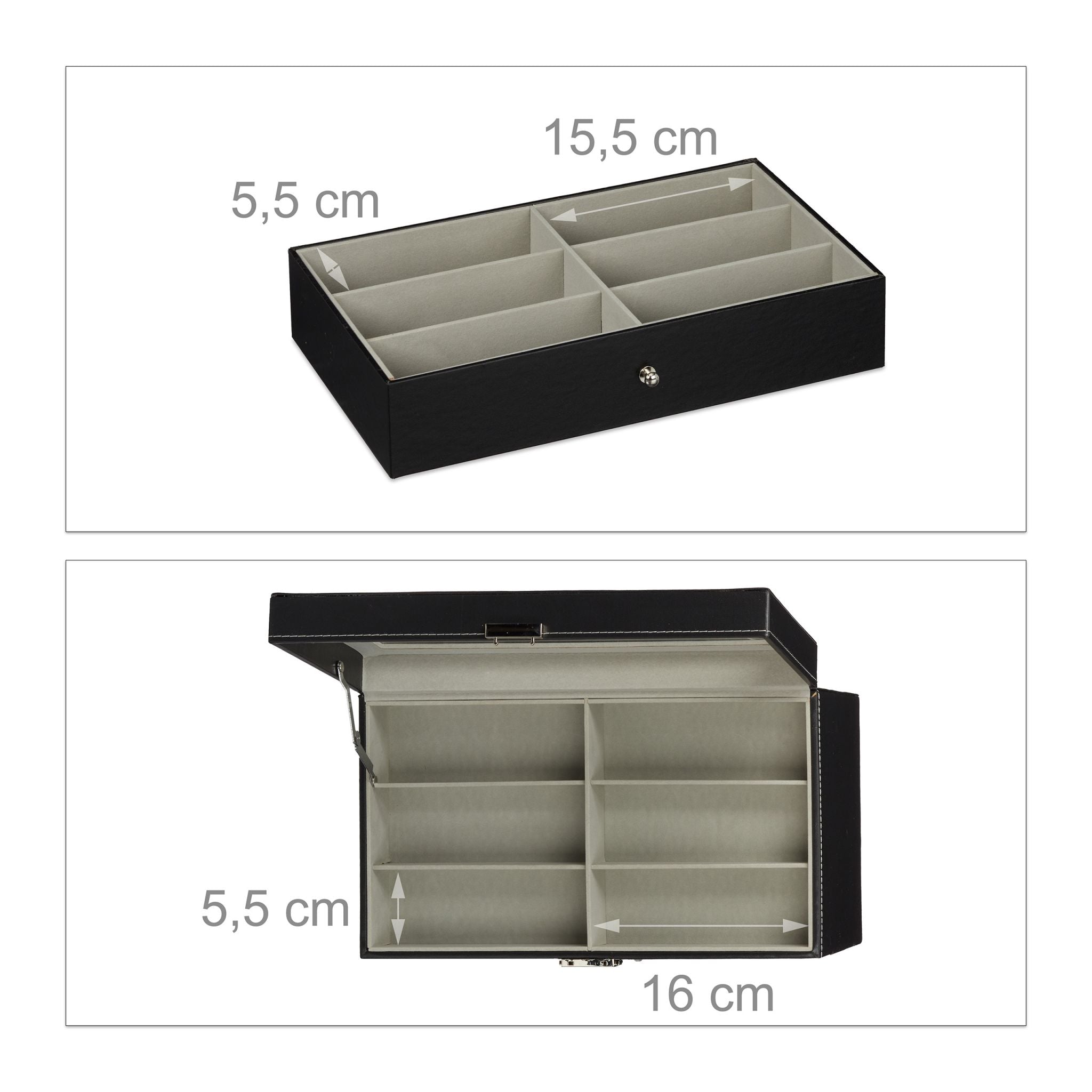 Brillenbox für 18 Brillen Schwarz-Transparent-Grau von Relaxdays