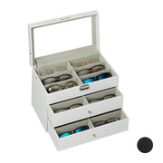 Brillenbox für 18 Brillen Weiss-Transparent-Grau von Relaxdays