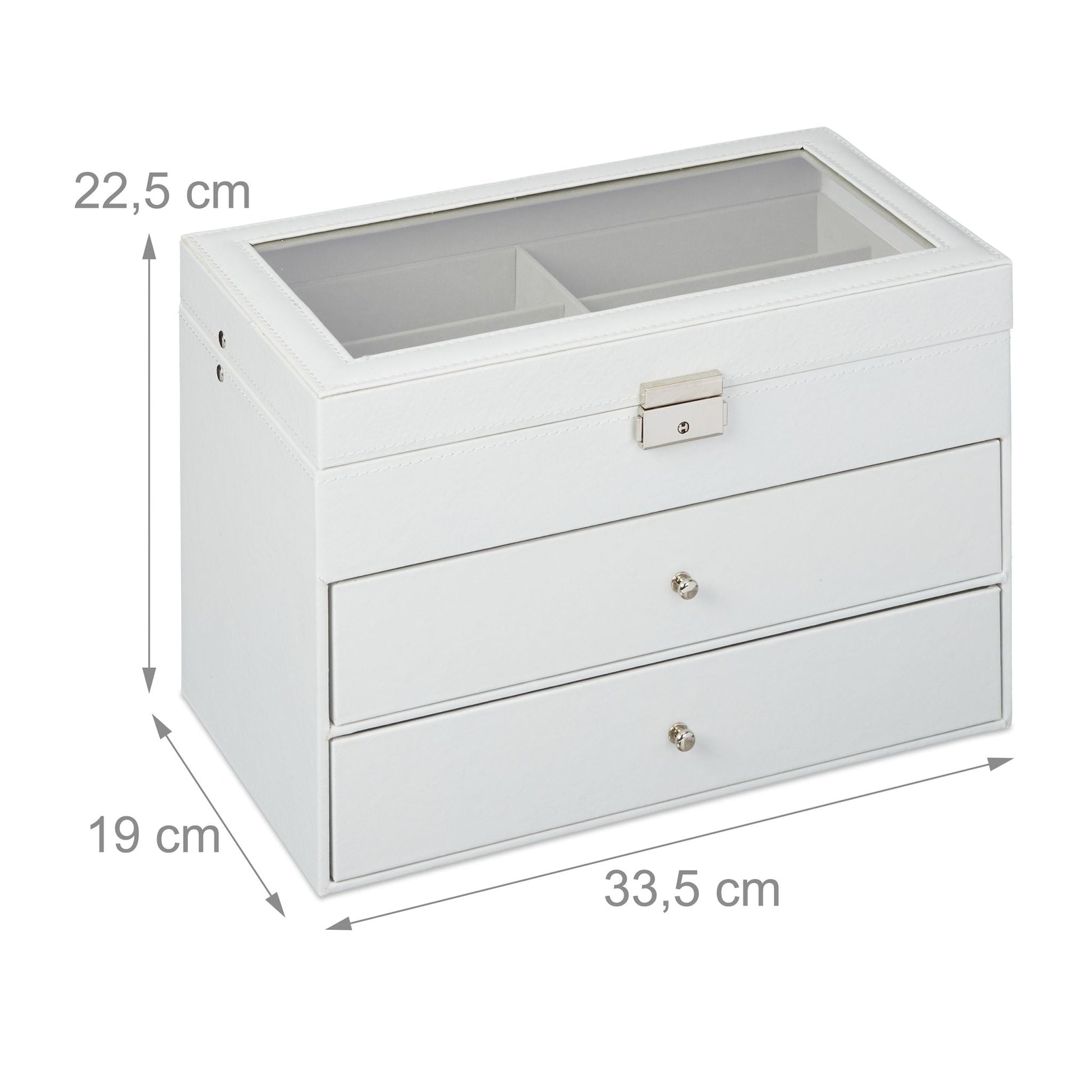 Brillenbox für 18 Brillen Weiss-Transparent-Grau von Relaxdays