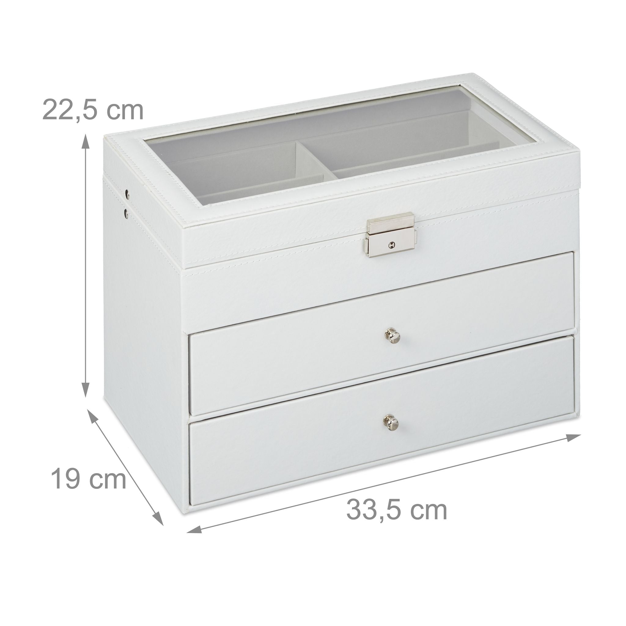 Brillenbox für 18 Brillen Weiss-Transparent-Grau von Relaxdays