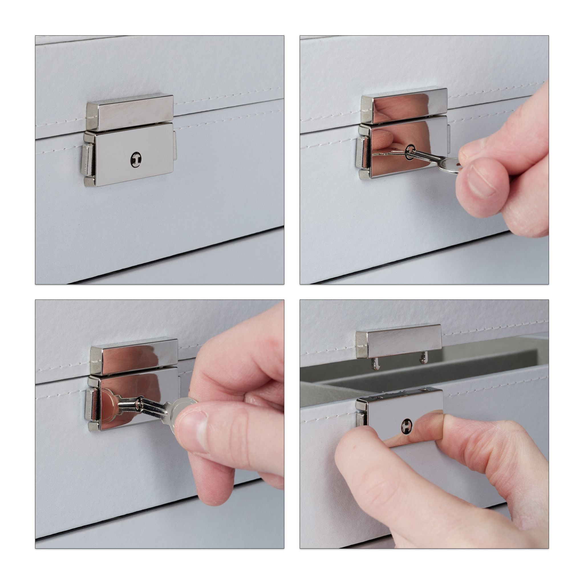 Brillenbox für 18 Brillen Weiss-Transparent-Grau von Relaxdays