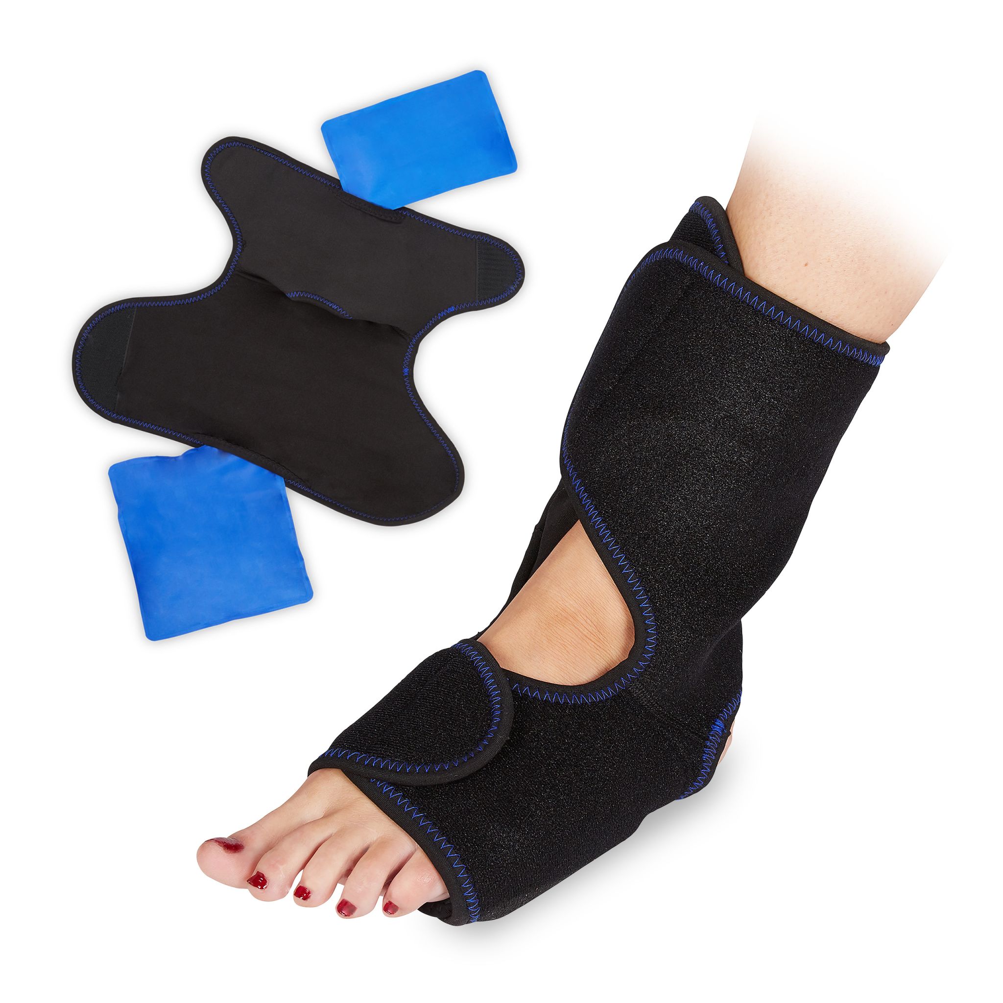 Fuss Kühlpad mit Klettverschluss Blau-Schwarz von Relaxdays