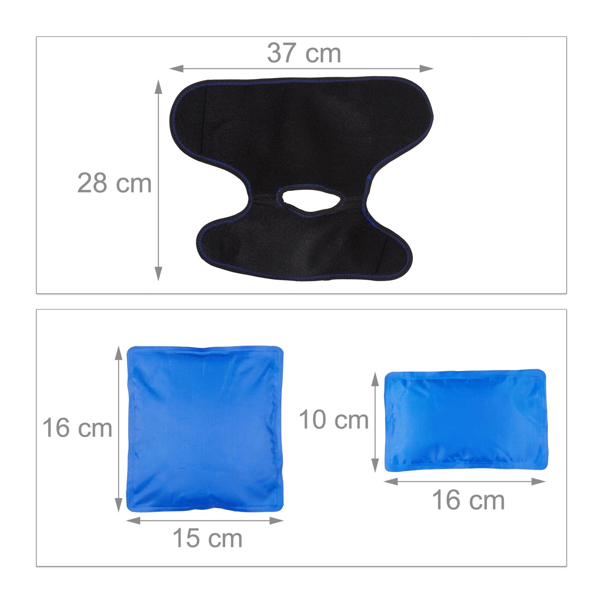 Fuss Kühlpad mit Klettverschluss Blau-Schwarz von Relaxdays