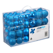 Weihnachtskugeln 100er-Set Hellblau-Silber von Relaxdays