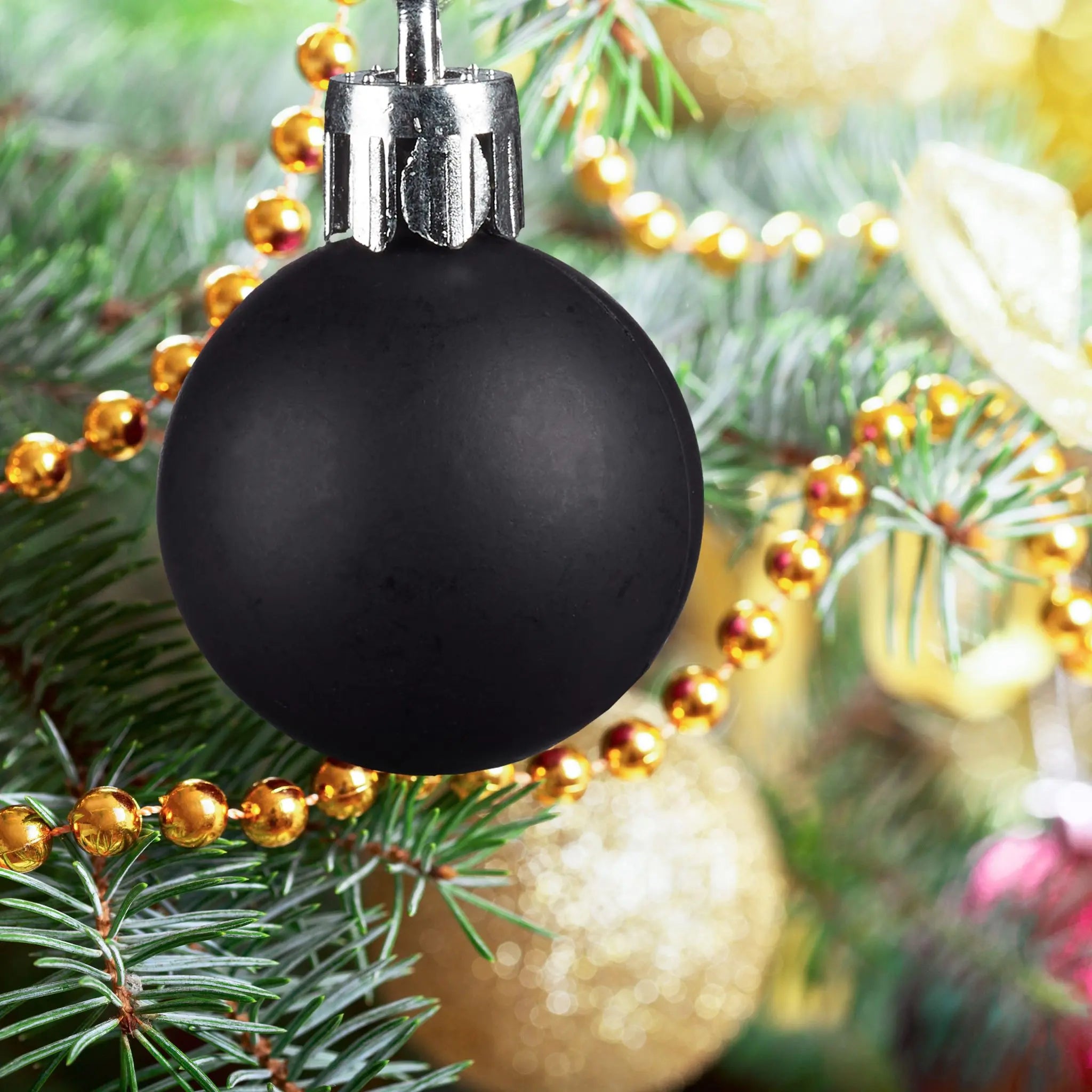 Weihnachtskugeln 100er-Set Schwarz-Silber von Relaxdays