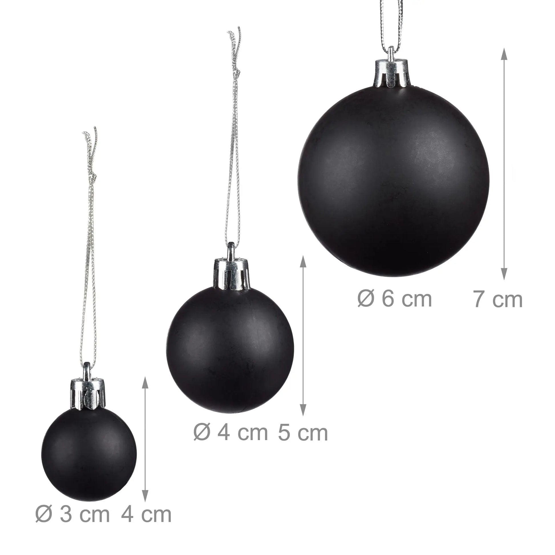 Weihnachtskugeln 100er-Set Schwarz-Silber von Relaxdays