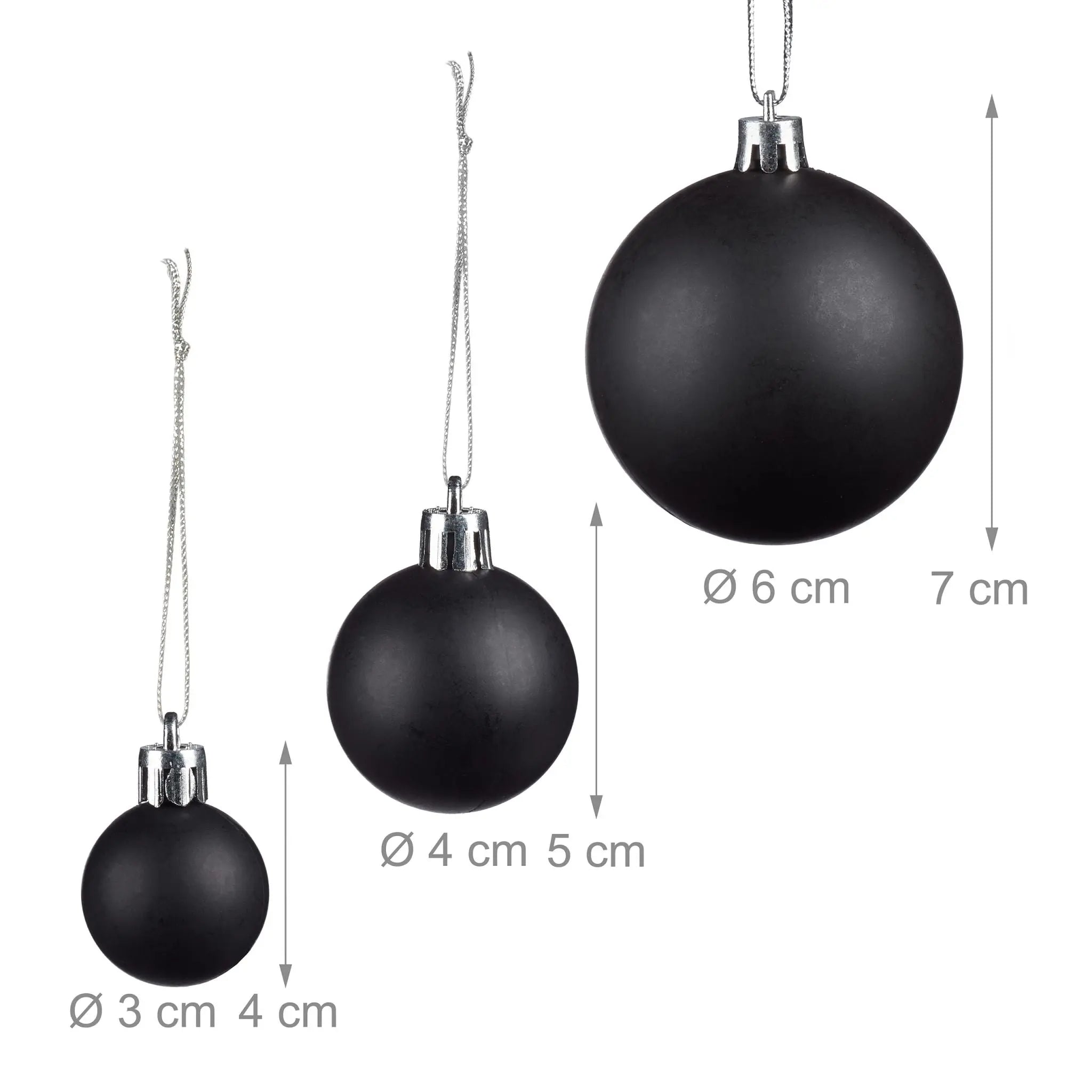 Weihnachtskugeln 100er-Set Schwarz-Silber von Relaxdays