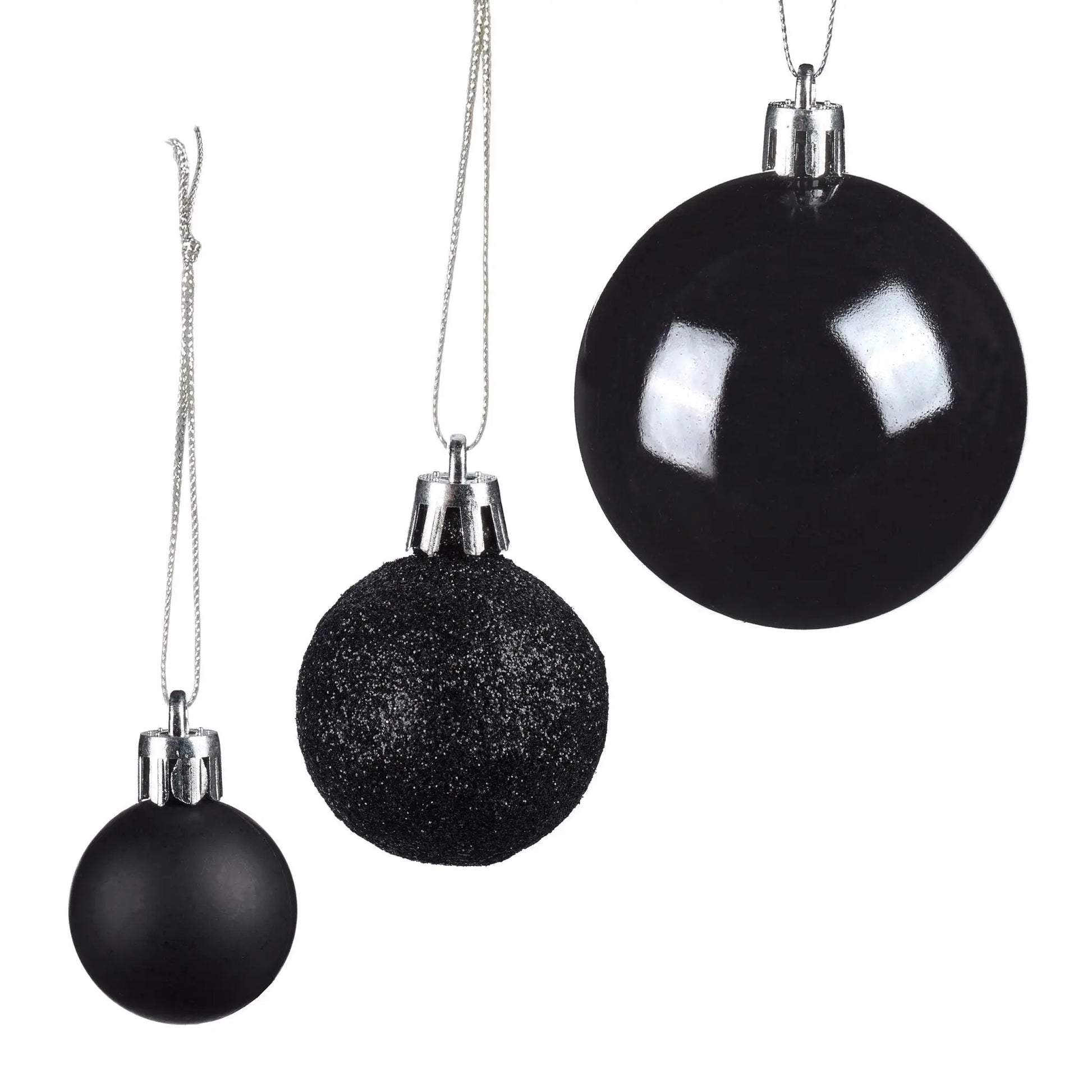 Weihnachtskugeln 100er-Set Schwarz-Silber von Relaxdays