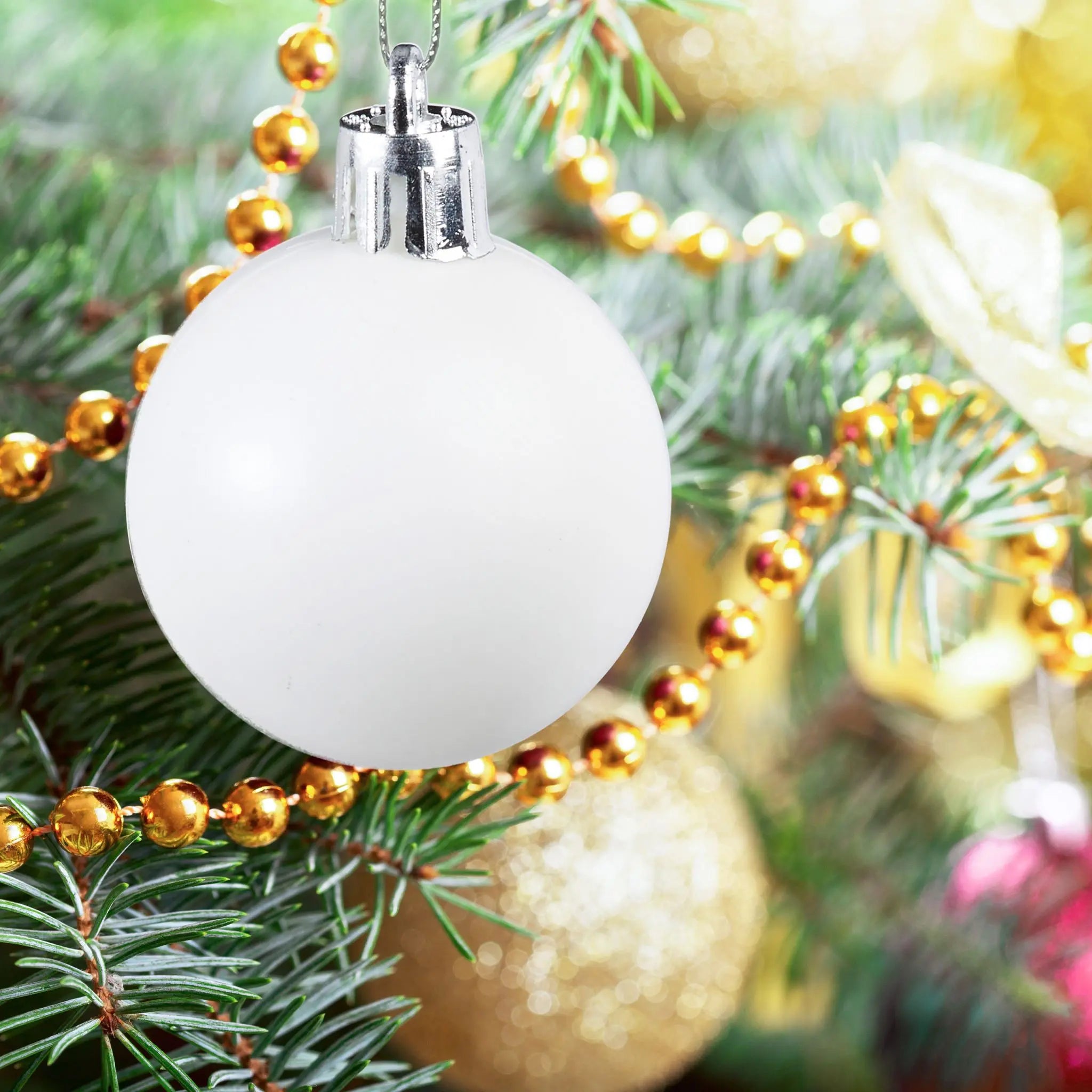 Weihnachtskugeln 100er-Set Weiss-Silber von Relaxdays