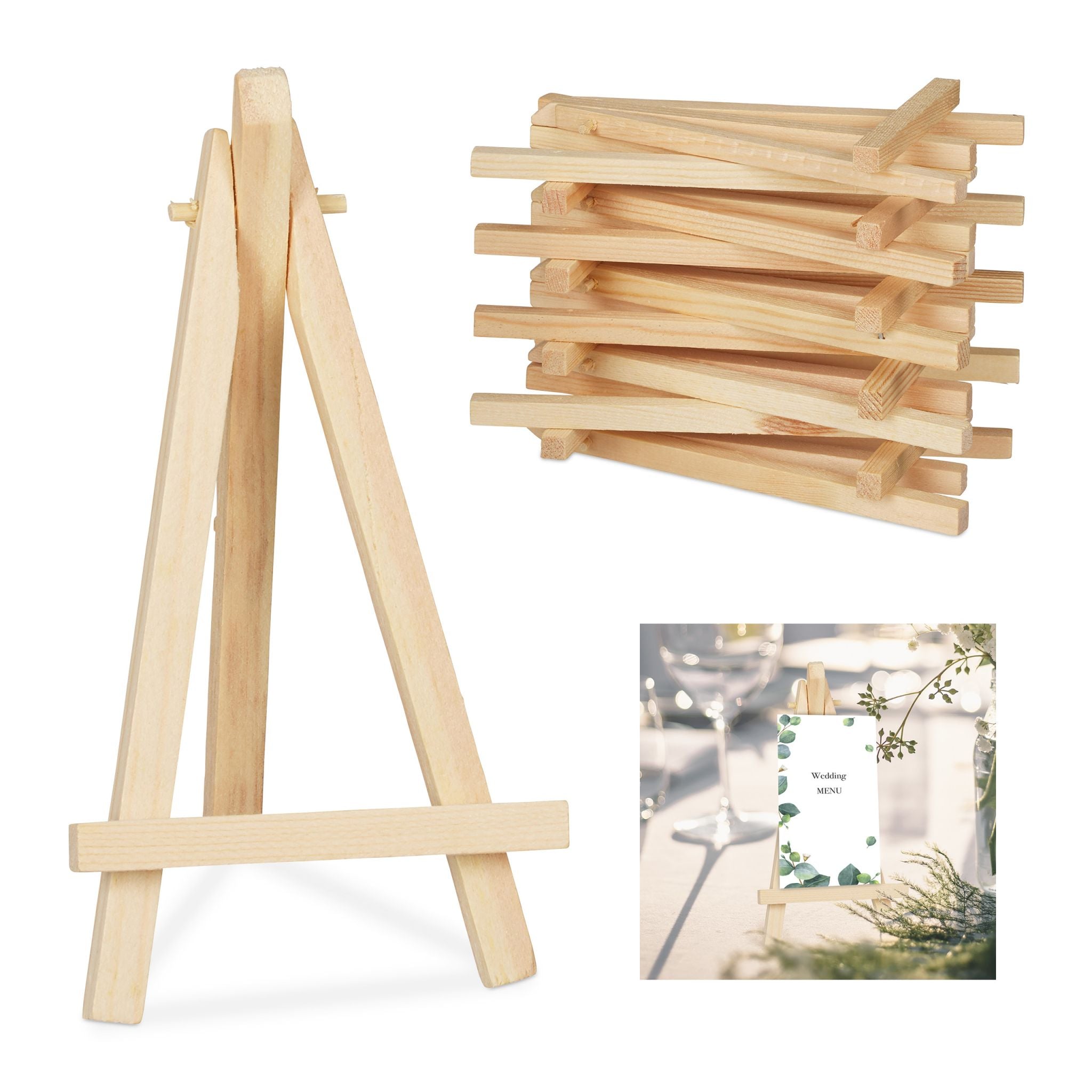 Staffelei klein Holz 10er-Set Hellbraun von Relaxdays