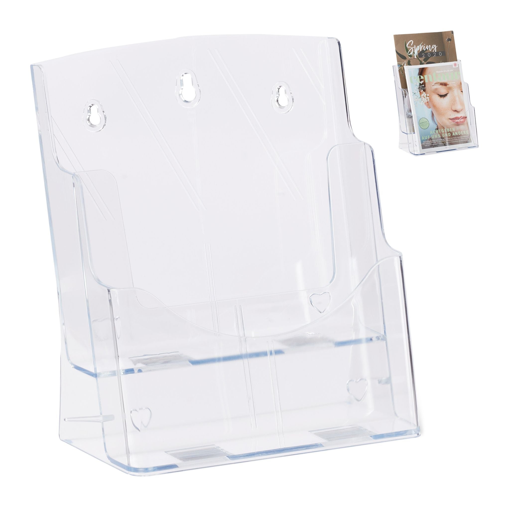 Prospekthalter A4 / DIN Lang 2 Etagen Transparent von Relaxdays