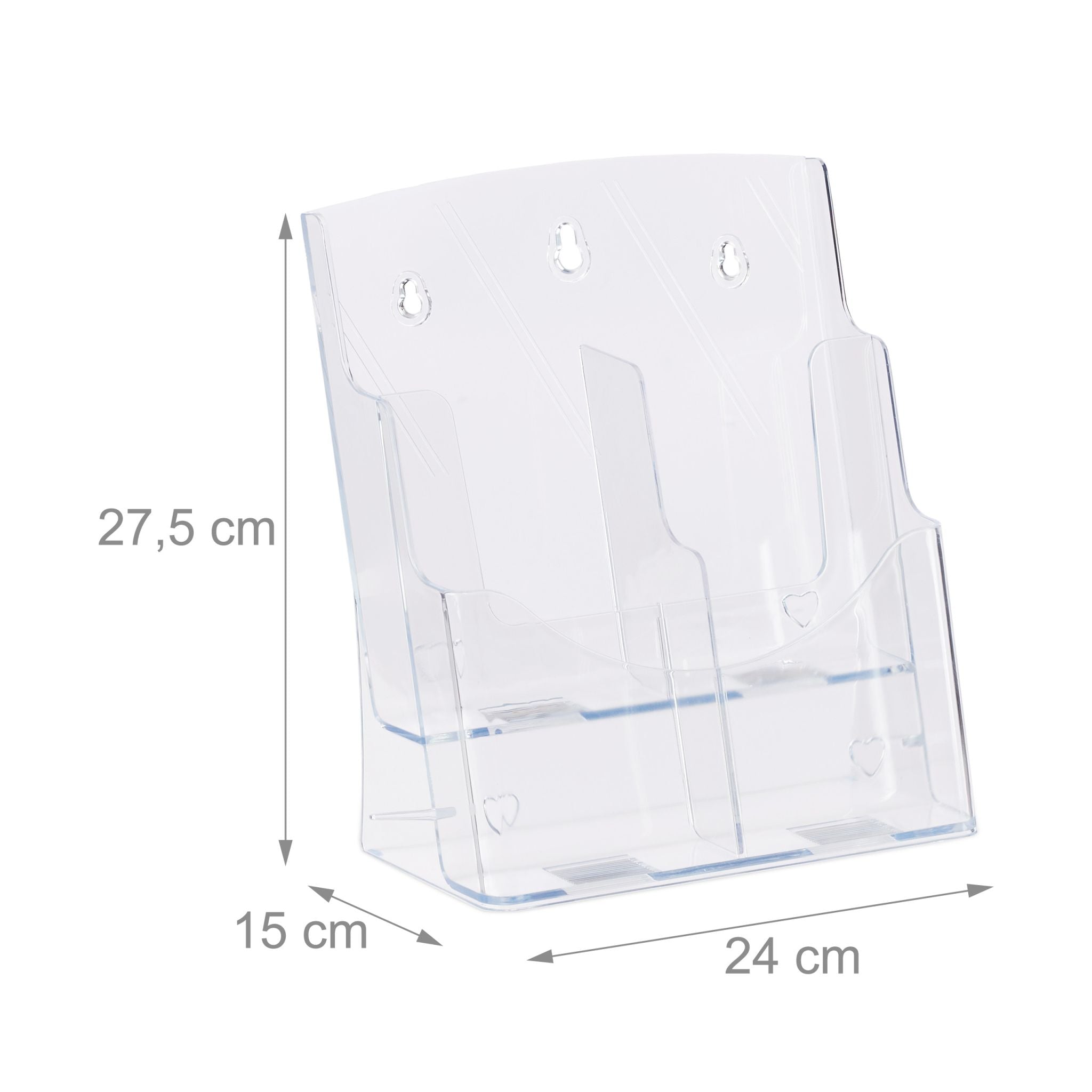 Prospekthalter A4 / DIN Lang 2 Etagen Transparent von Relaxdays