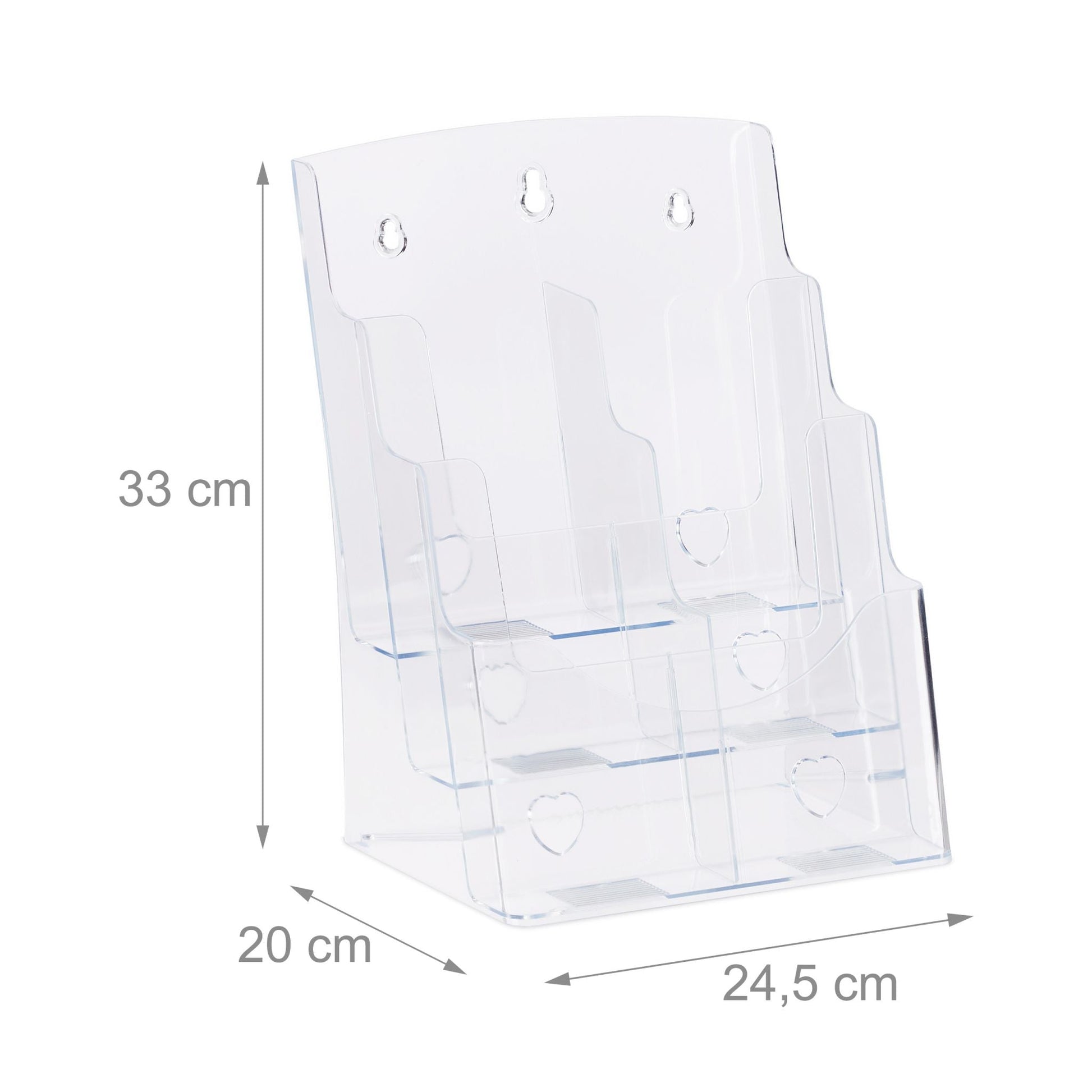 Prospekthalter A4 / DIN Lang 3 Etagen Transparent von Relaxdays