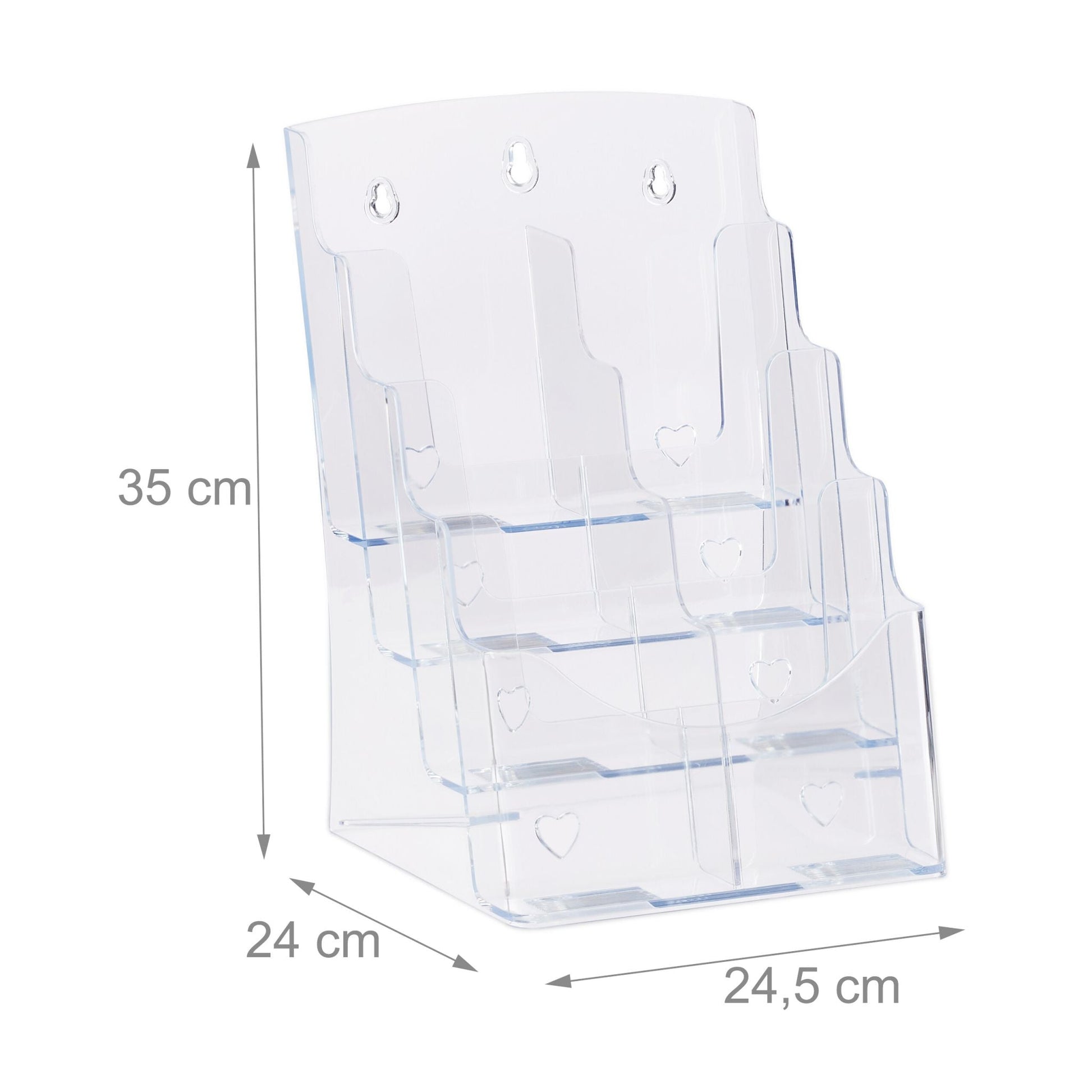 Prospekthalter A4 / DIN Lang 4 Etagen Transparent von Relaxdays