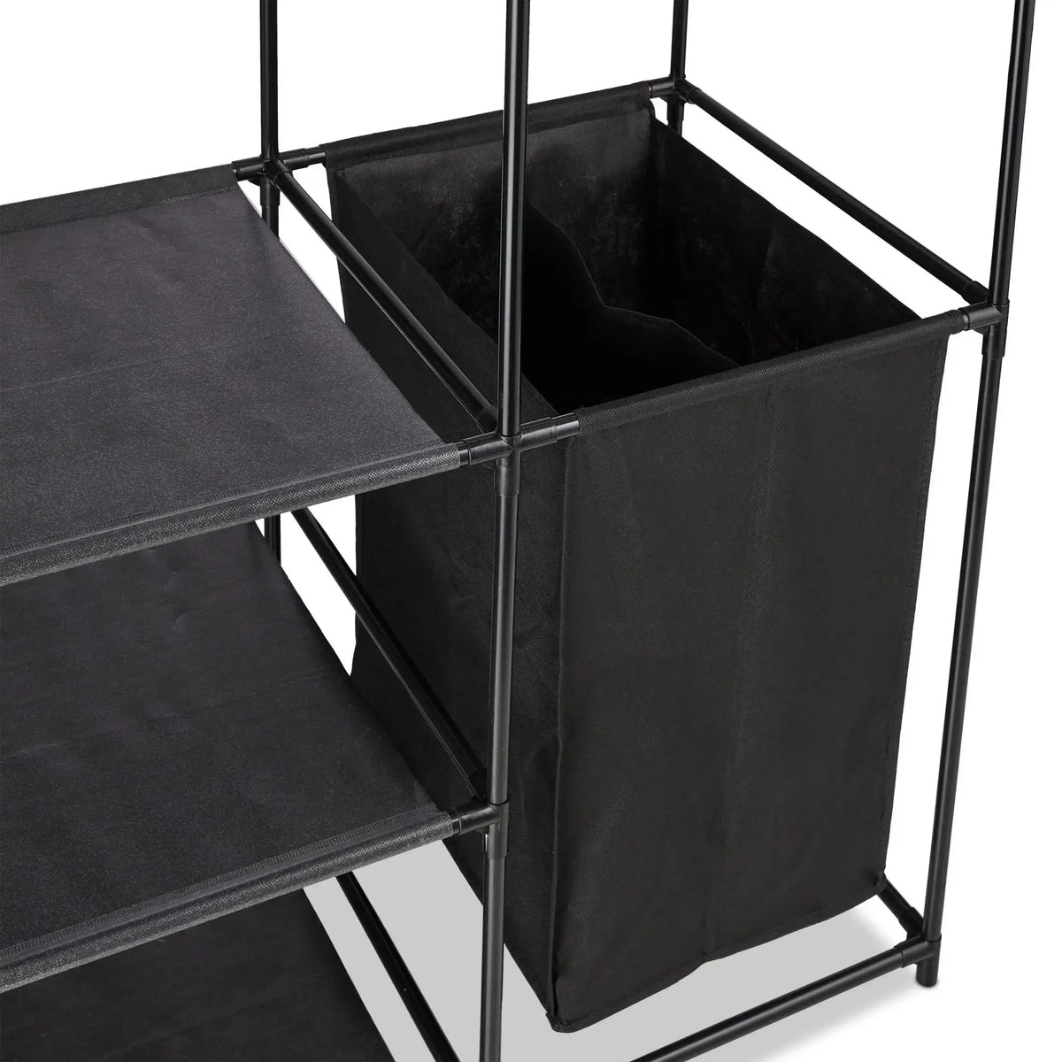 Offener Kleiderschrank mit Wäschekorb Schwarz von Relaxdays