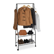 Rollgarderobe mit Ablage & Haken Schwarz von Relaxdays