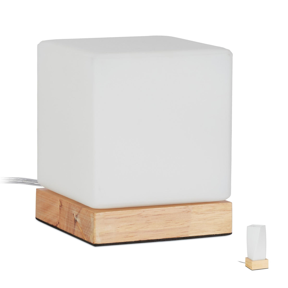 Tischlampe Milchglas Weiss-Hellbraun von Relaxdays