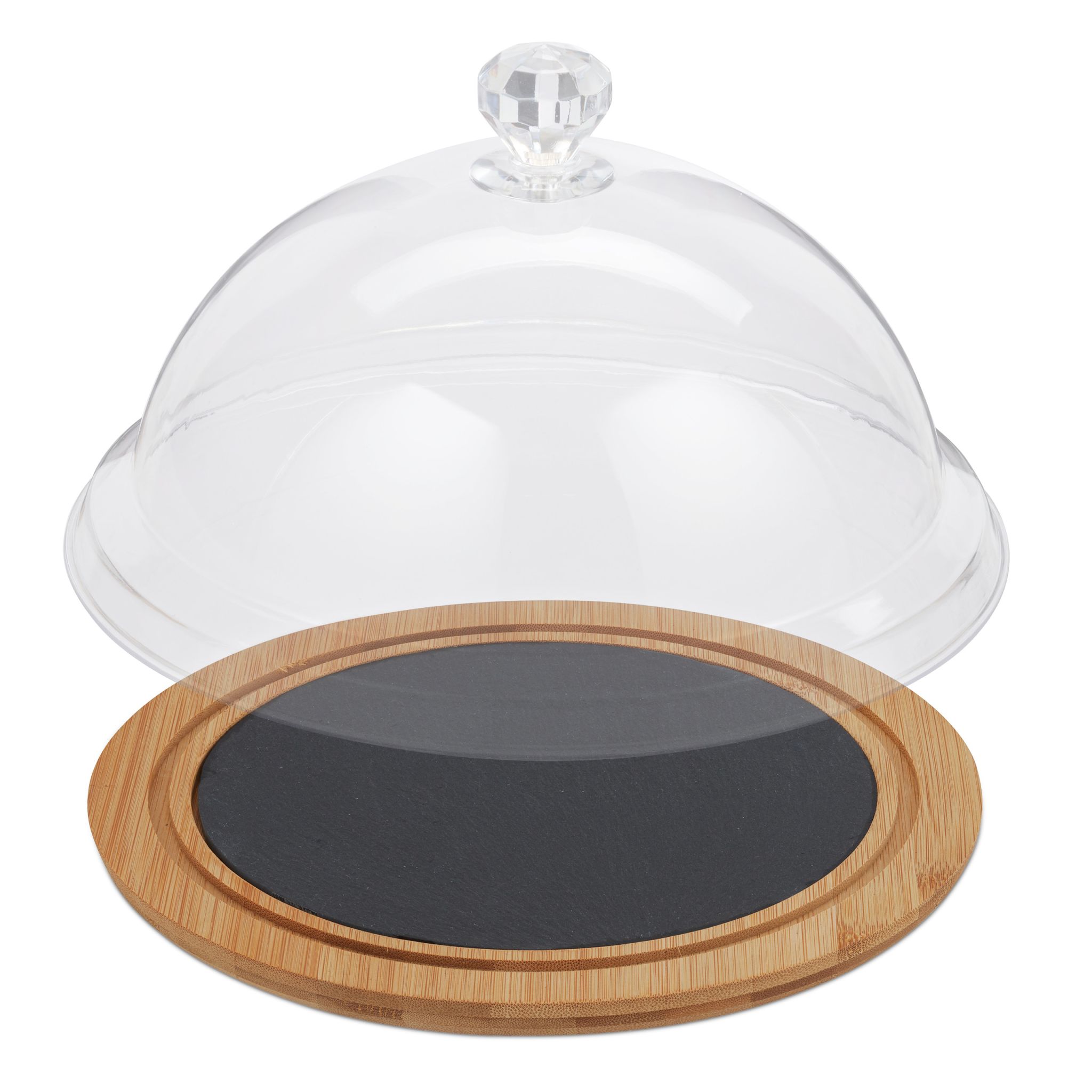 Käseglocke mit Besteck Hellbraun-Schwarz-Transparent von Relaxdays