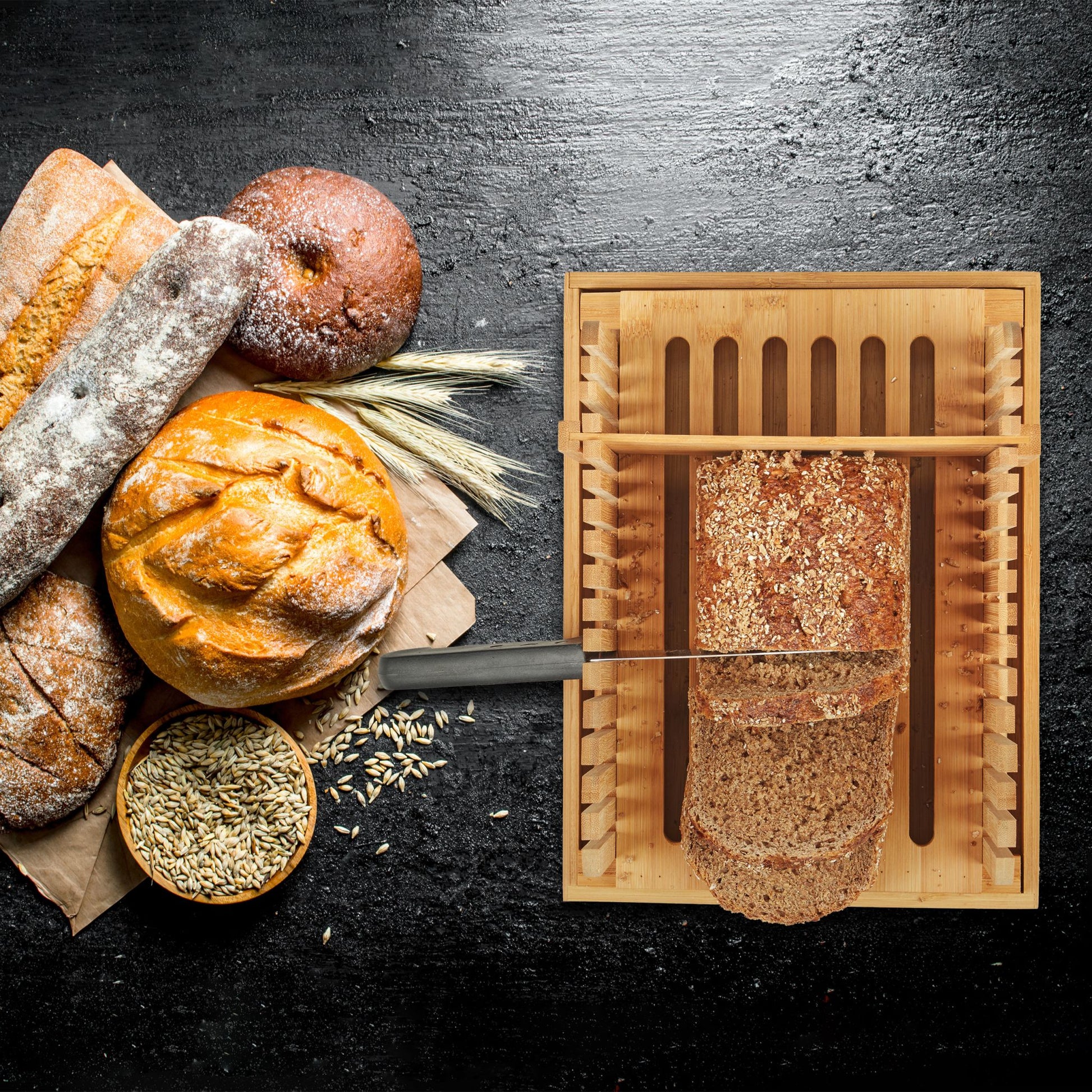Brotschneidehilfe Bambus Hellbraun von Relaxdays
