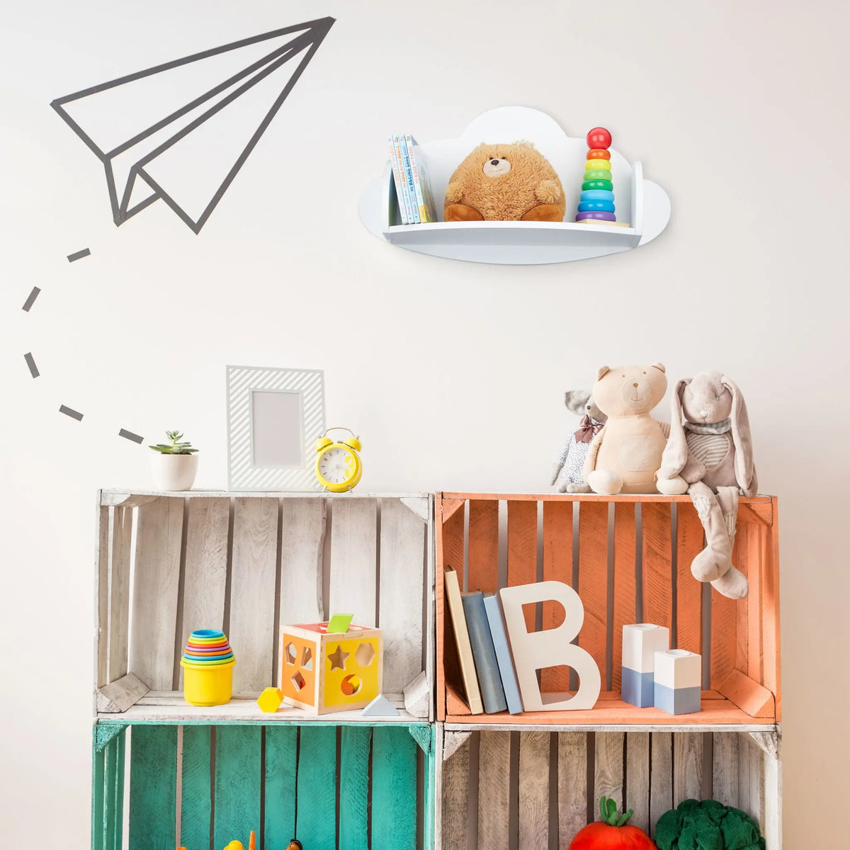 Wandregal Wolke Kinderzimmer Weiss von Relaxdays