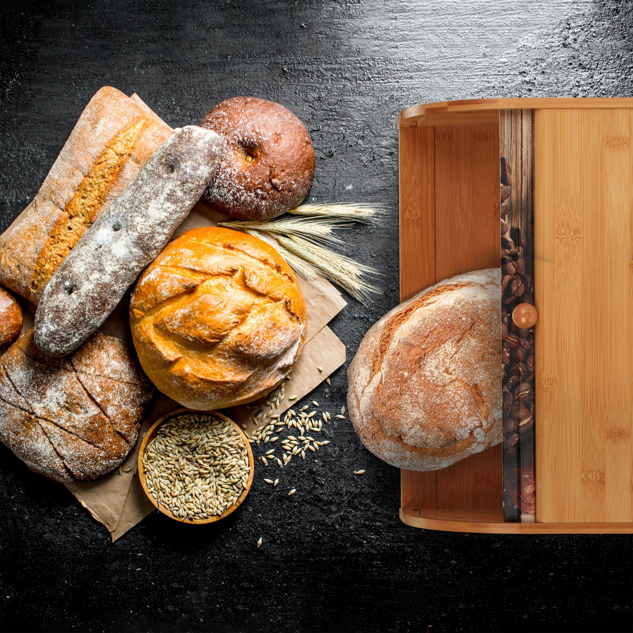 Brotkasten Bambus mit Rolldeckel Hellbraun von Relaxdays