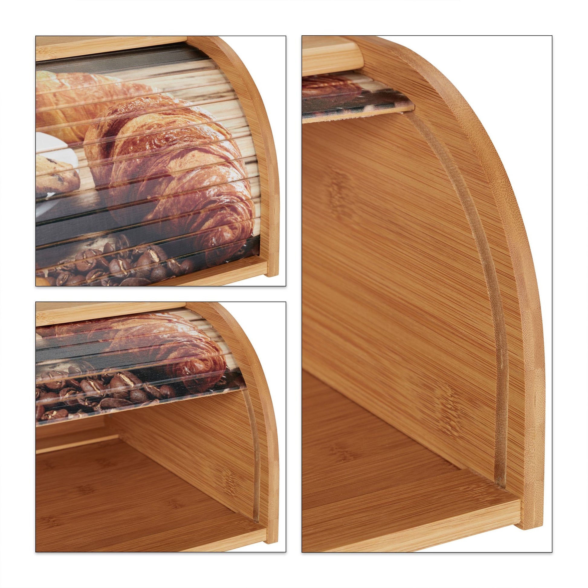 Brotkasten Bambus mit Rolldeckel Hellbraun von Relaxdays