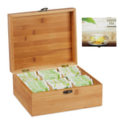 Teebox Bambus mit 6 Fächern Hellbraun von Relaxdays