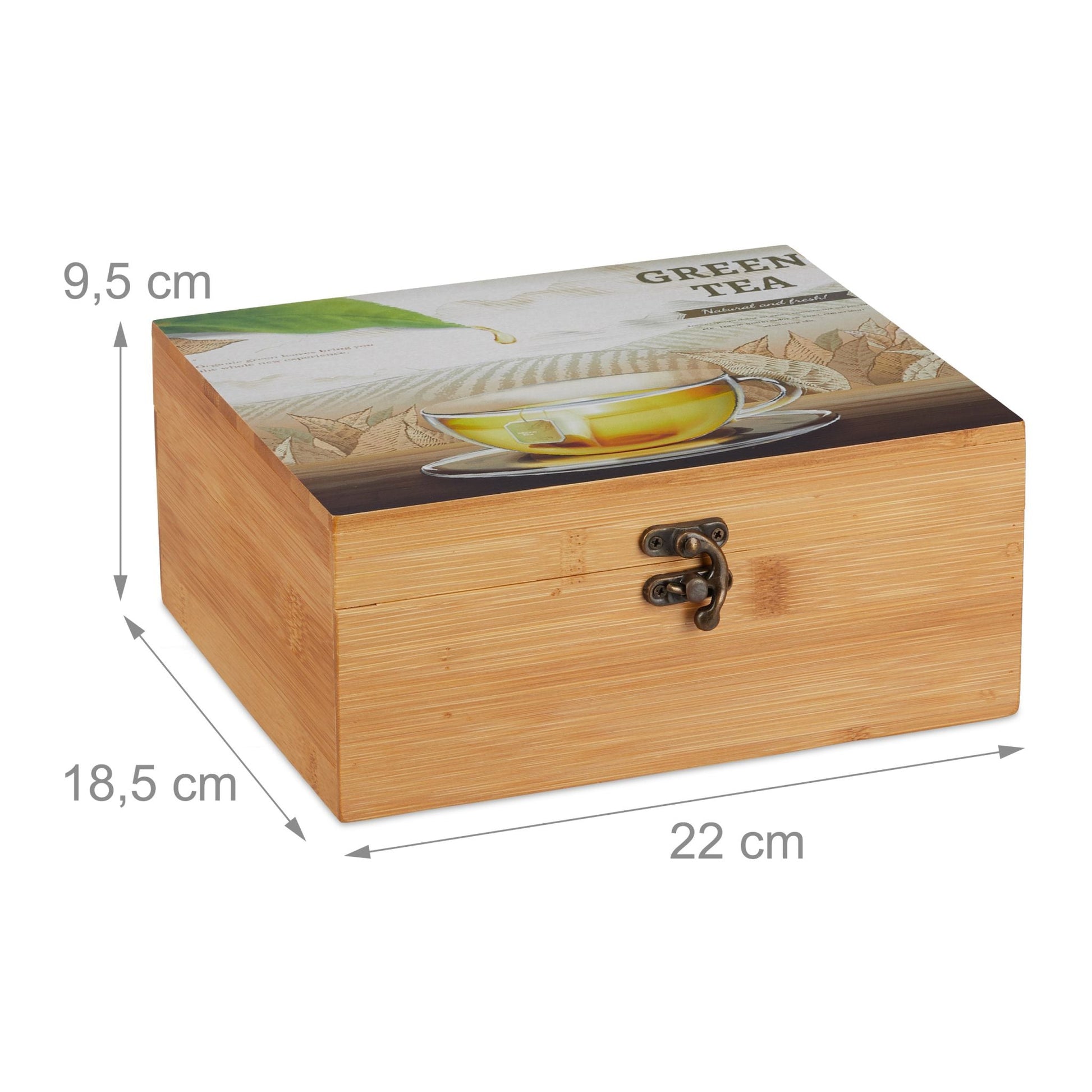 Teebox Bambus mit 6 Fächern Hellbraun von Relaxdays