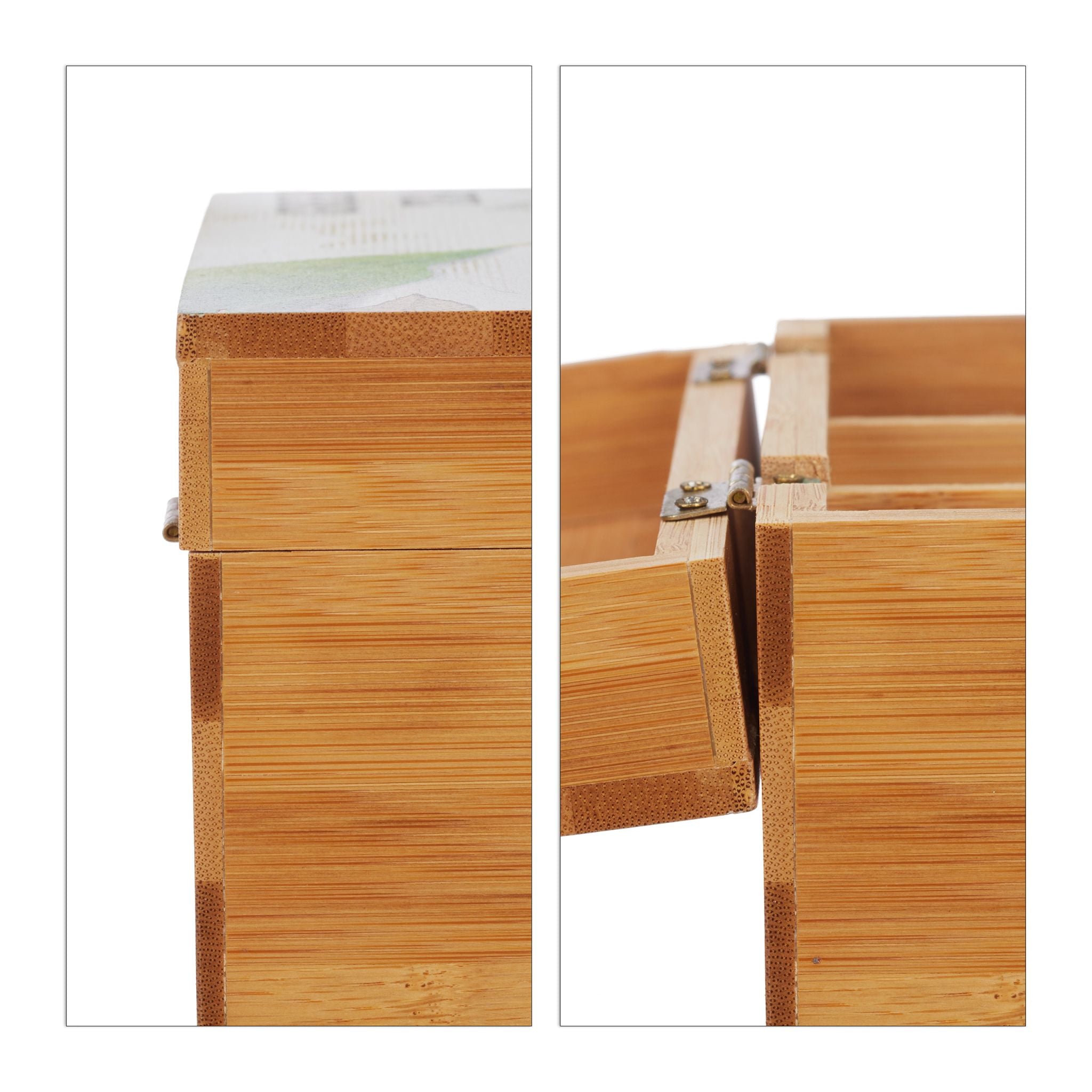 Teebox Bambus mit 6 Fächern Hellbraun von Relaxdays
