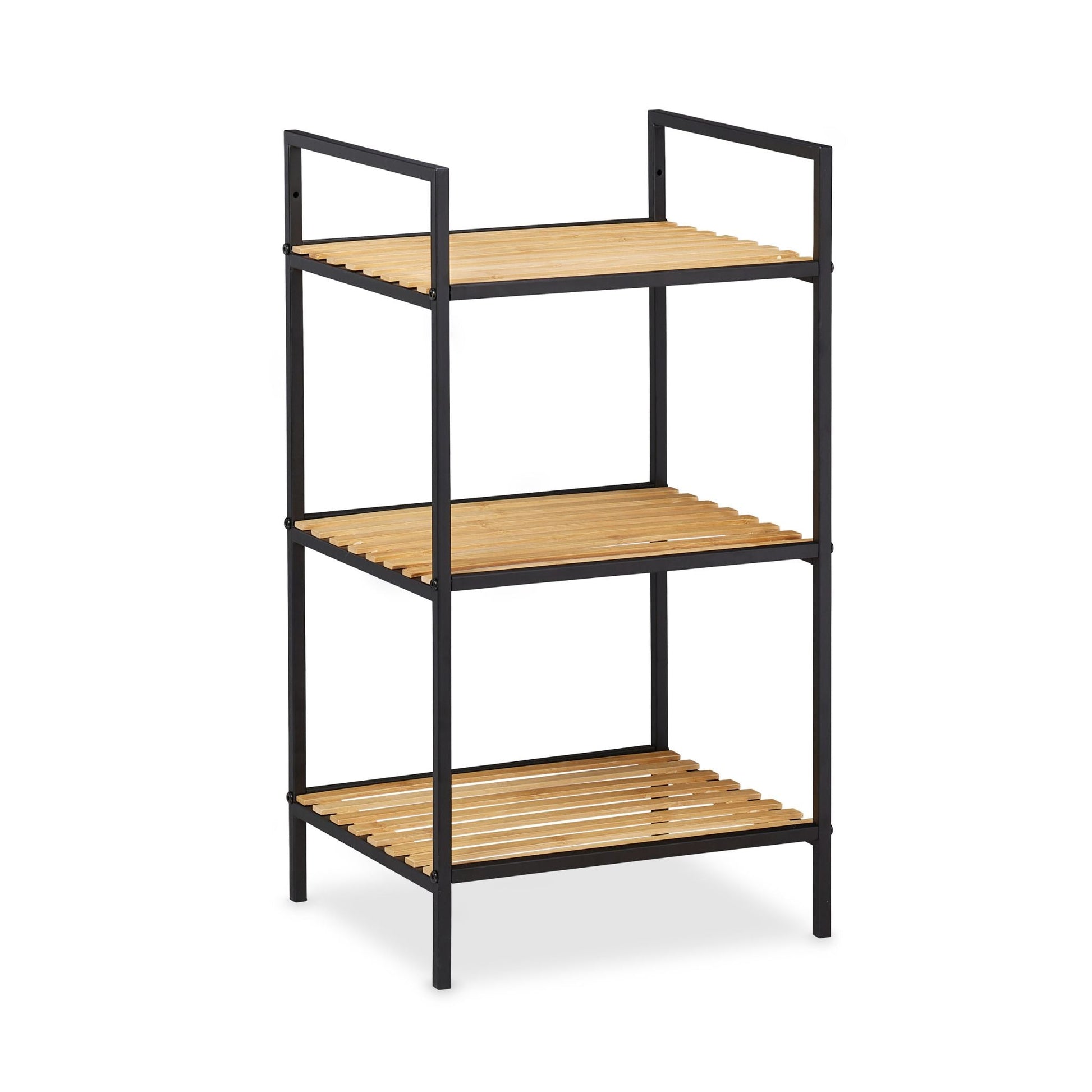 Standregal Bambus & Metall Hellbraun-Schwarz von Relaxdays