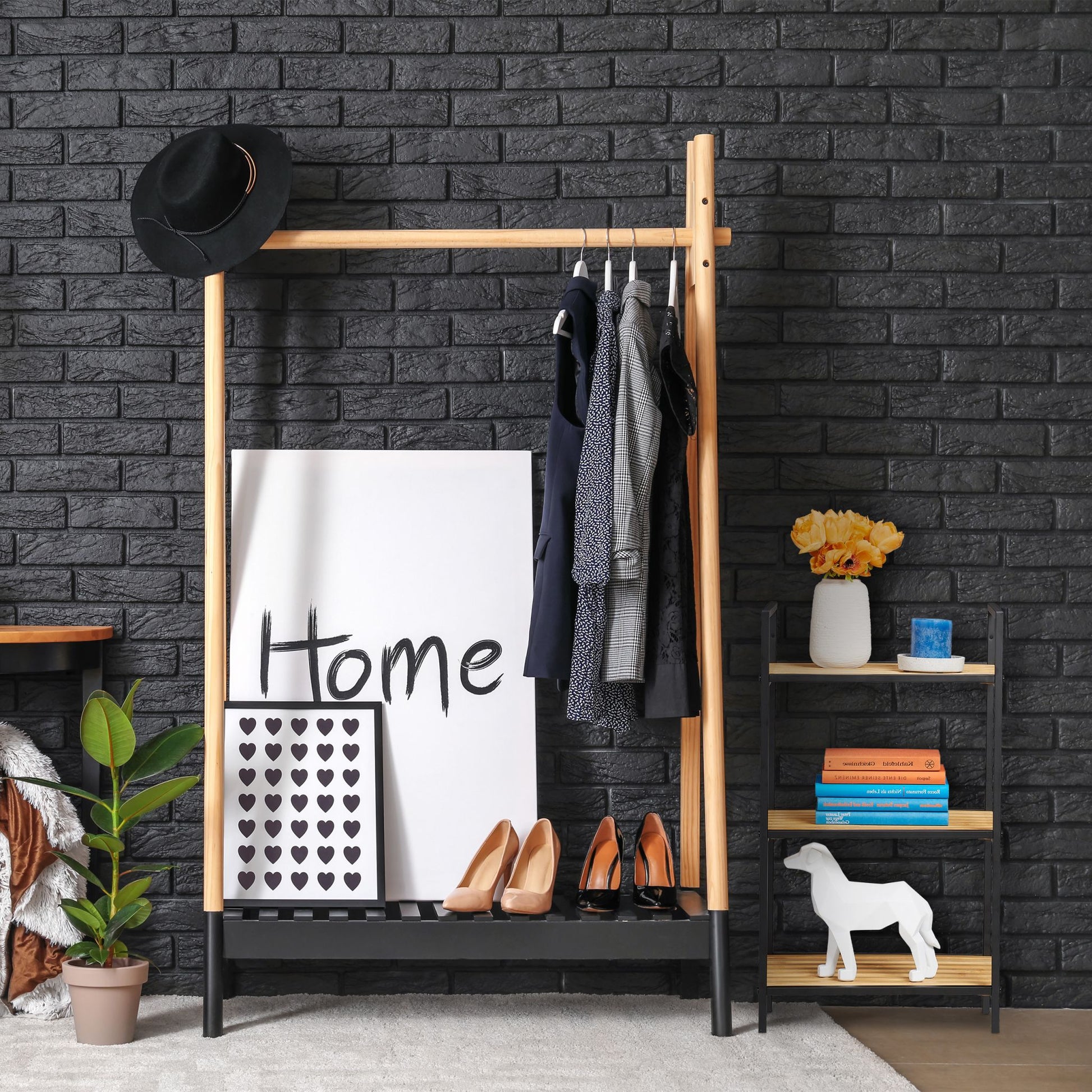 Standregal Bambus & Metall Hellbraun-Schwarz von Relaxdays
