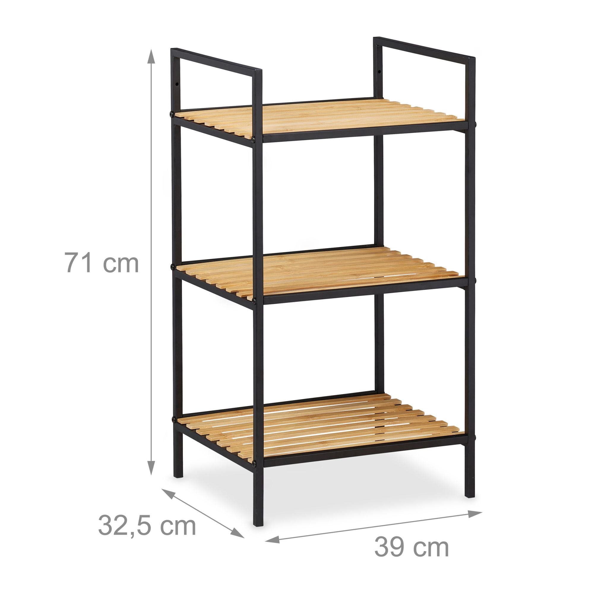 Standregal Bambus & Metall Hellbraun-Schwarz von Relaxdays
