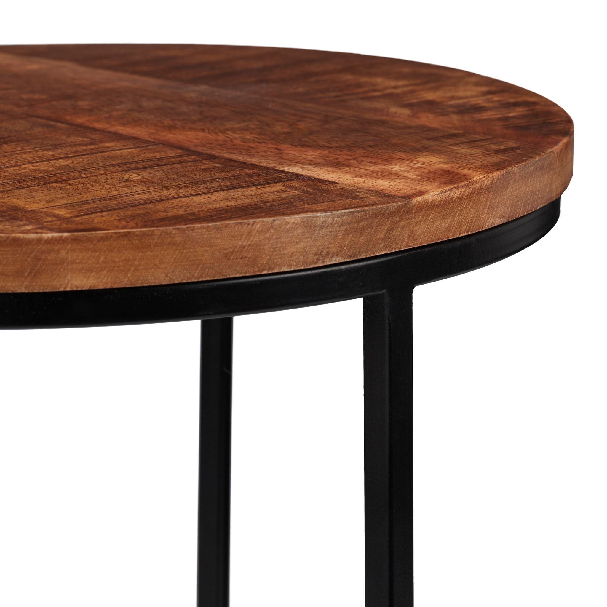 Satztisch 3er-Set Mangoholz Braun-Hellbraun-Schwarz von Relaxdays