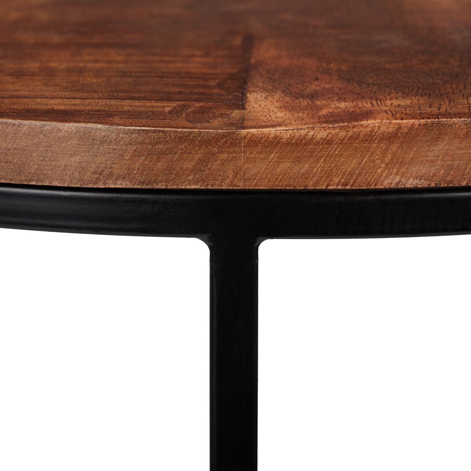 Satztisch 3er-Set Mangoholz Braun-Hellbraun-Schwarz von Relaxdays