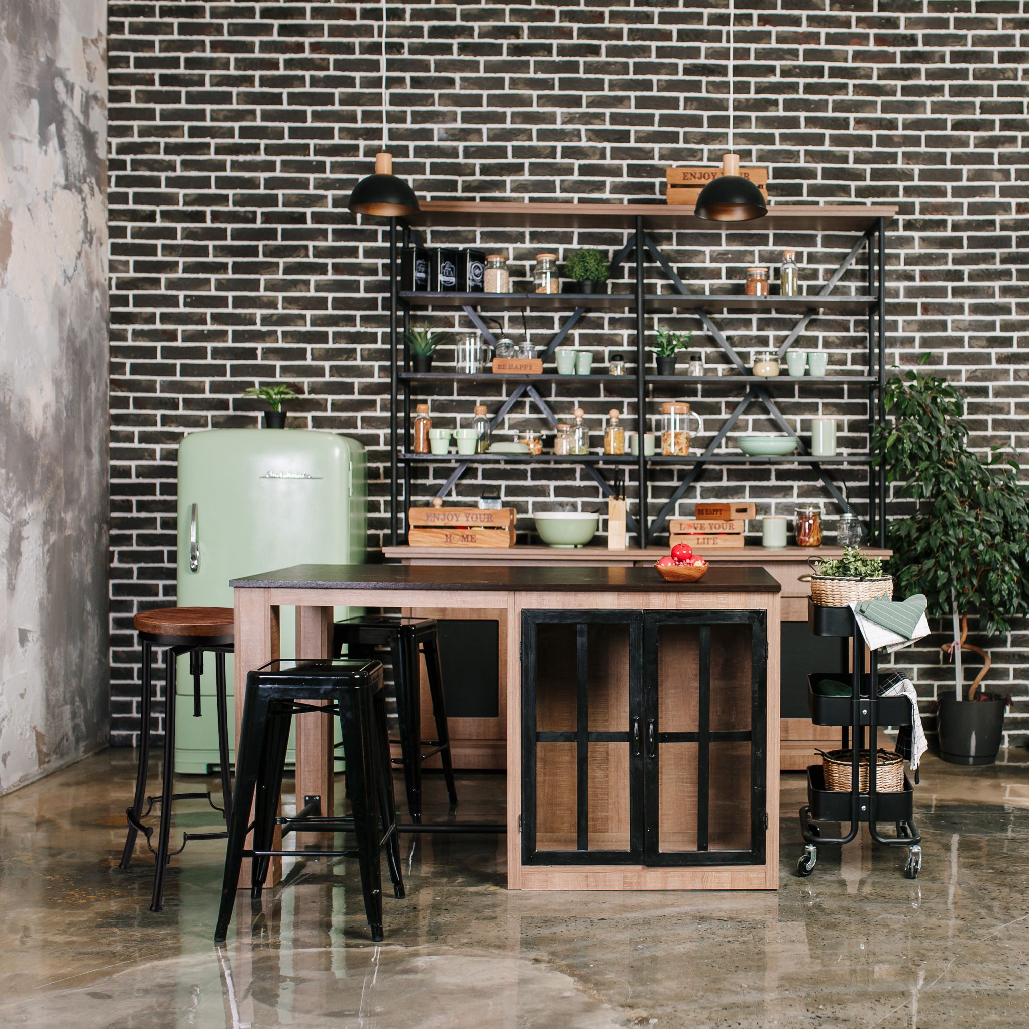 Barhocker industrial hoch Braun-Schwarz von Relaxdays
