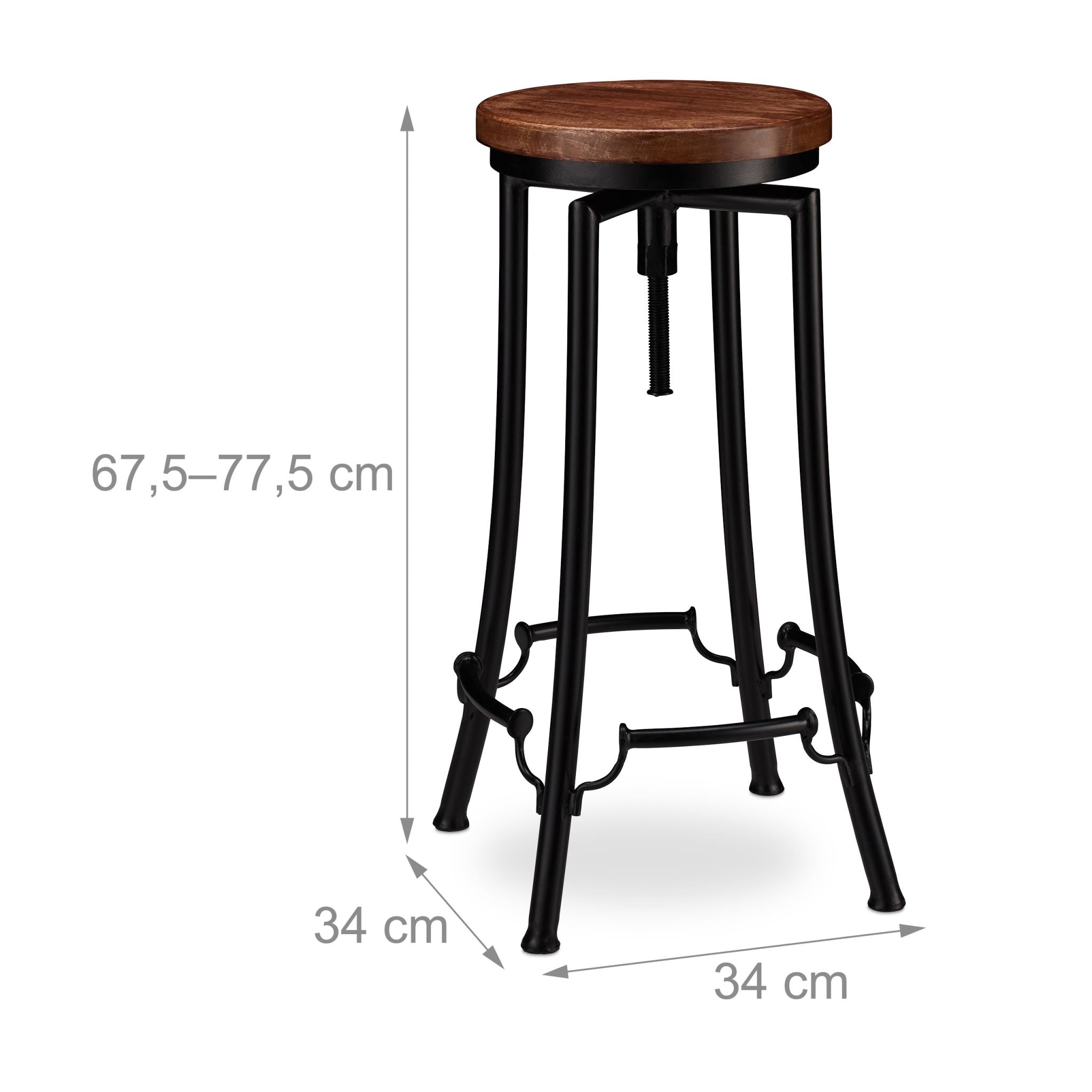 Barhocker industrial hoch Braun-Schwarz von Relaxdays