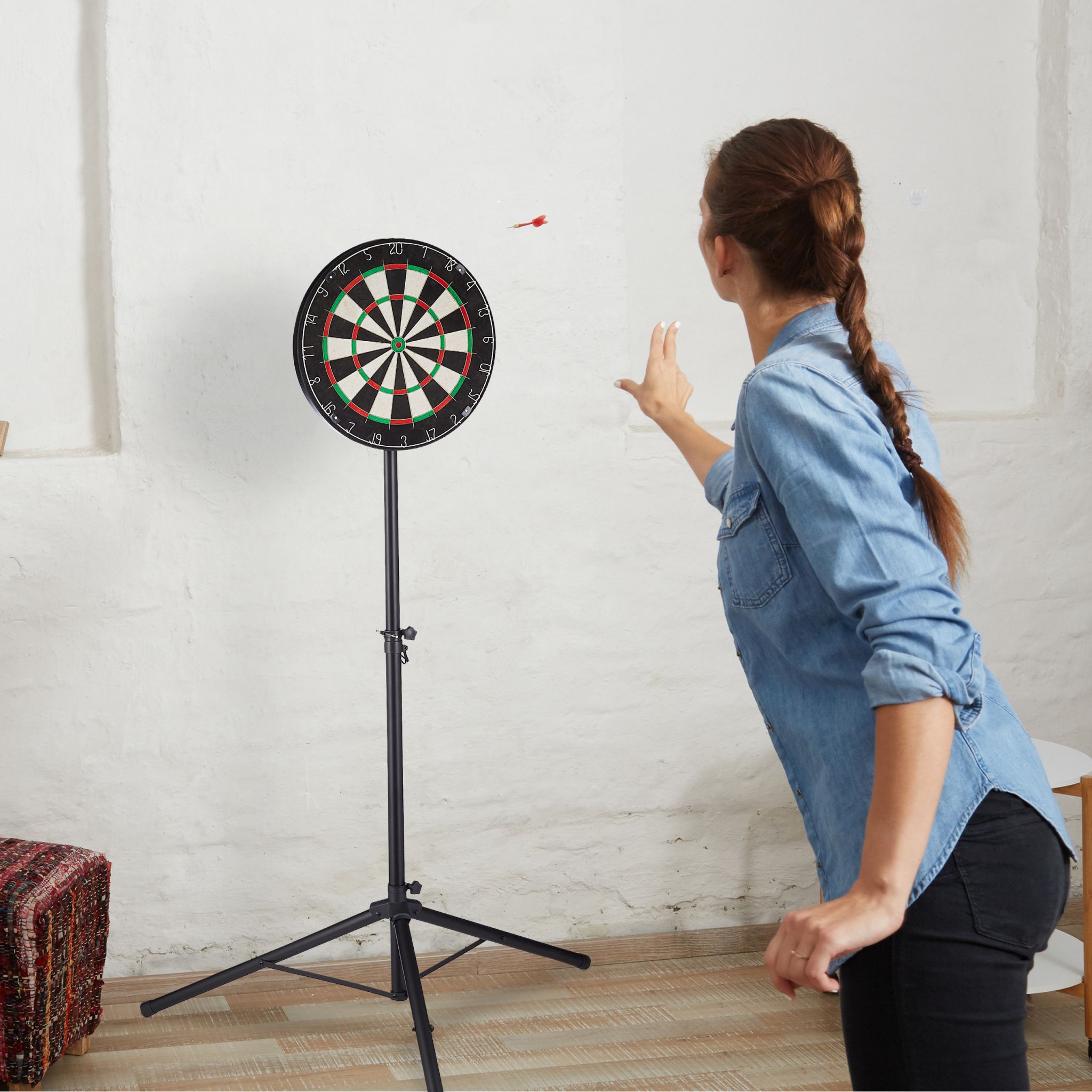 Mobiler Dartständer Schwarz von Relaxdays