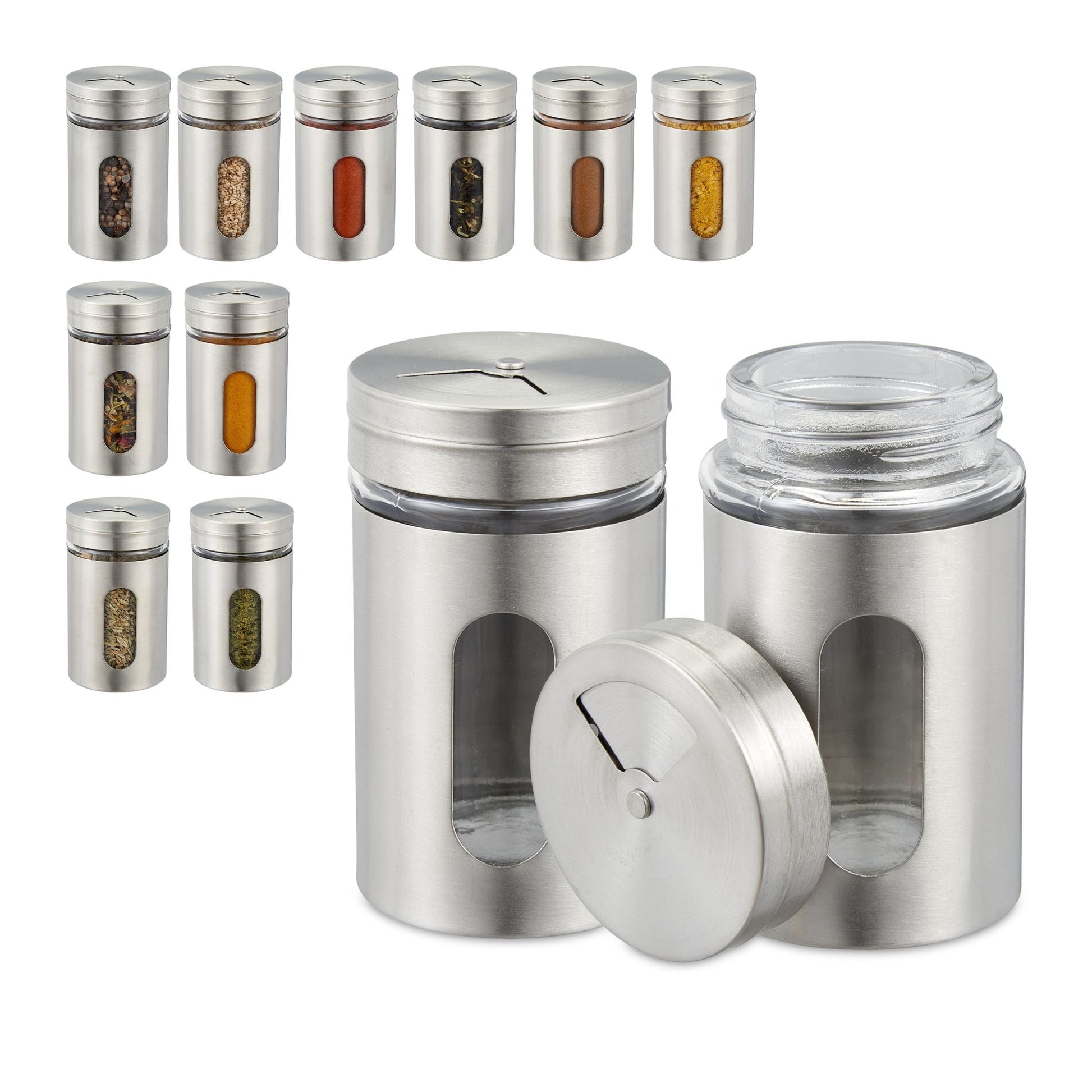 Gewürzstreuer 12er-Set Silber-Transparent von Relaxdays