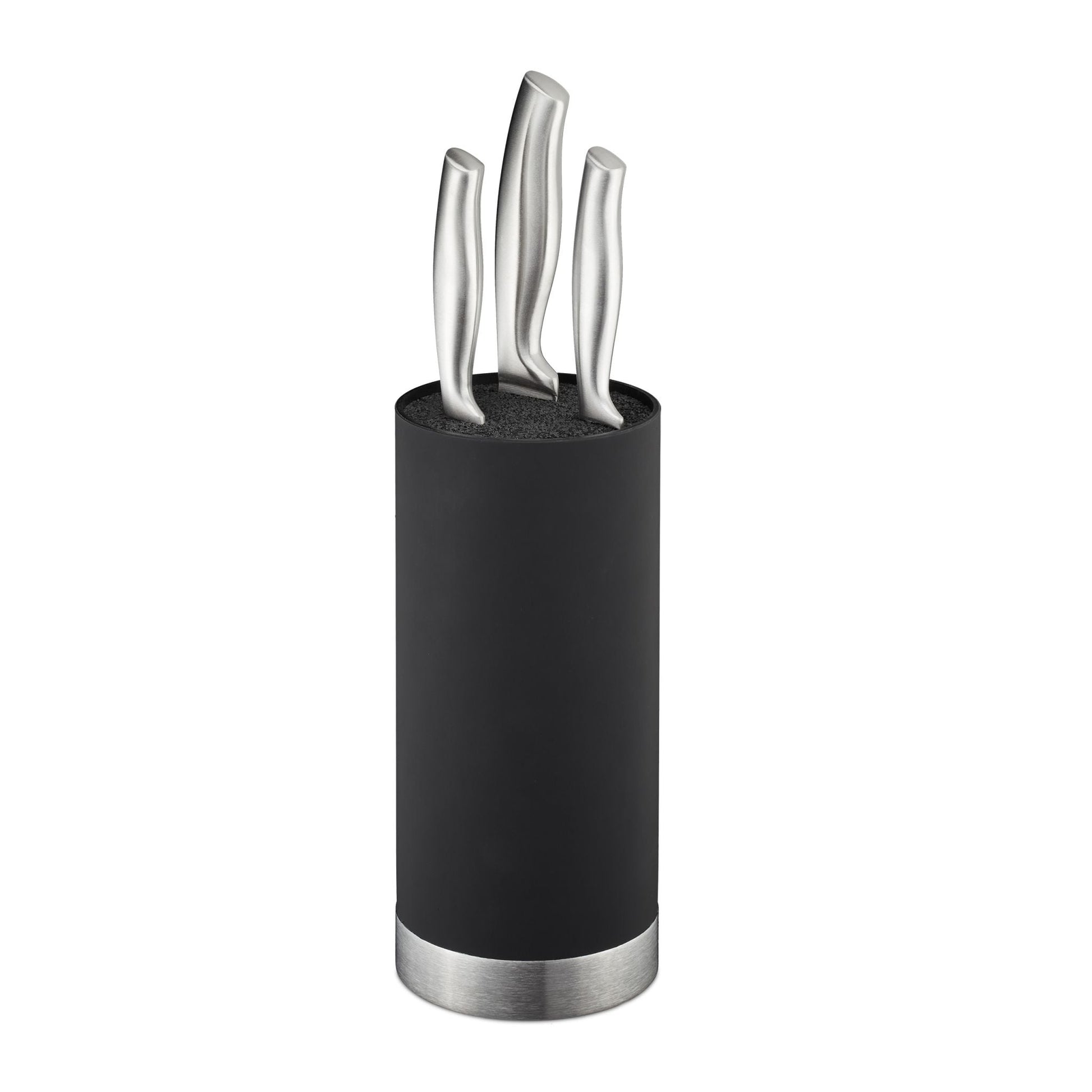 Messerblock rund Schwarz-Silber von Relaxdays