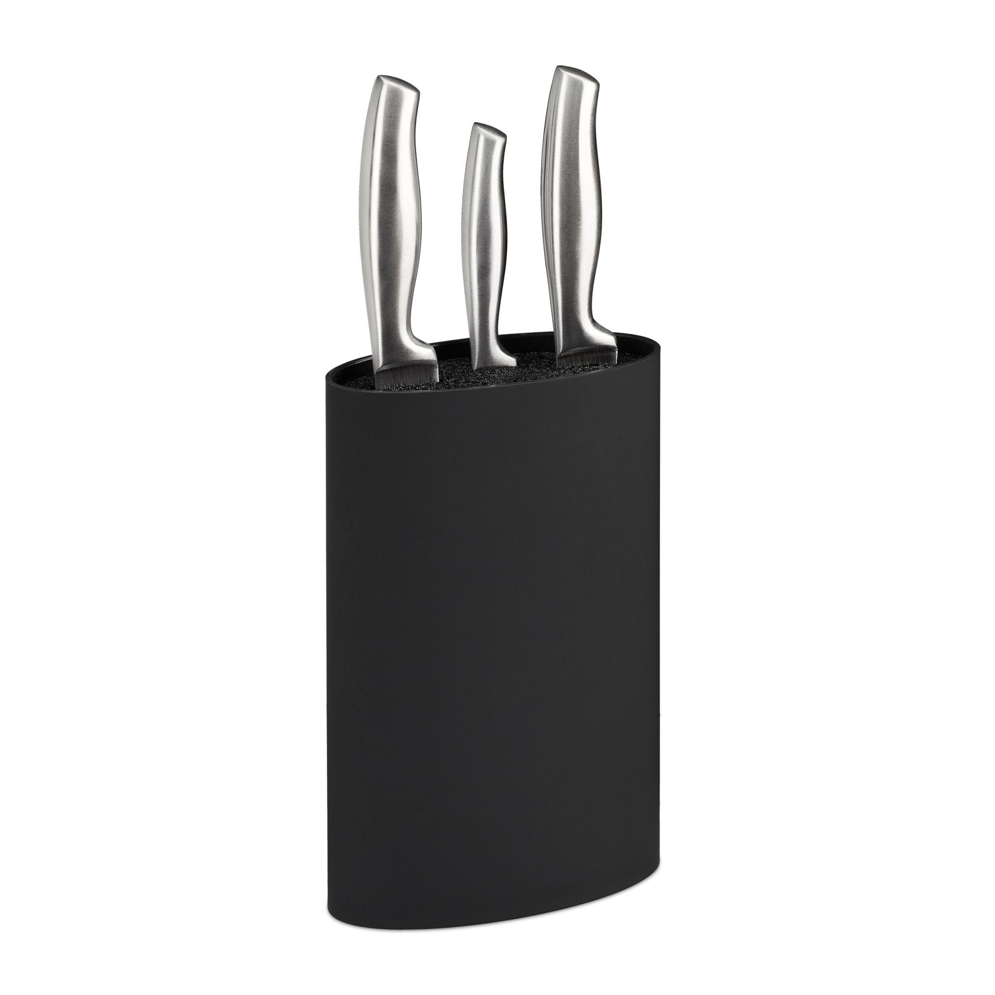 Messerblock oval Schwarz von Relaxdays