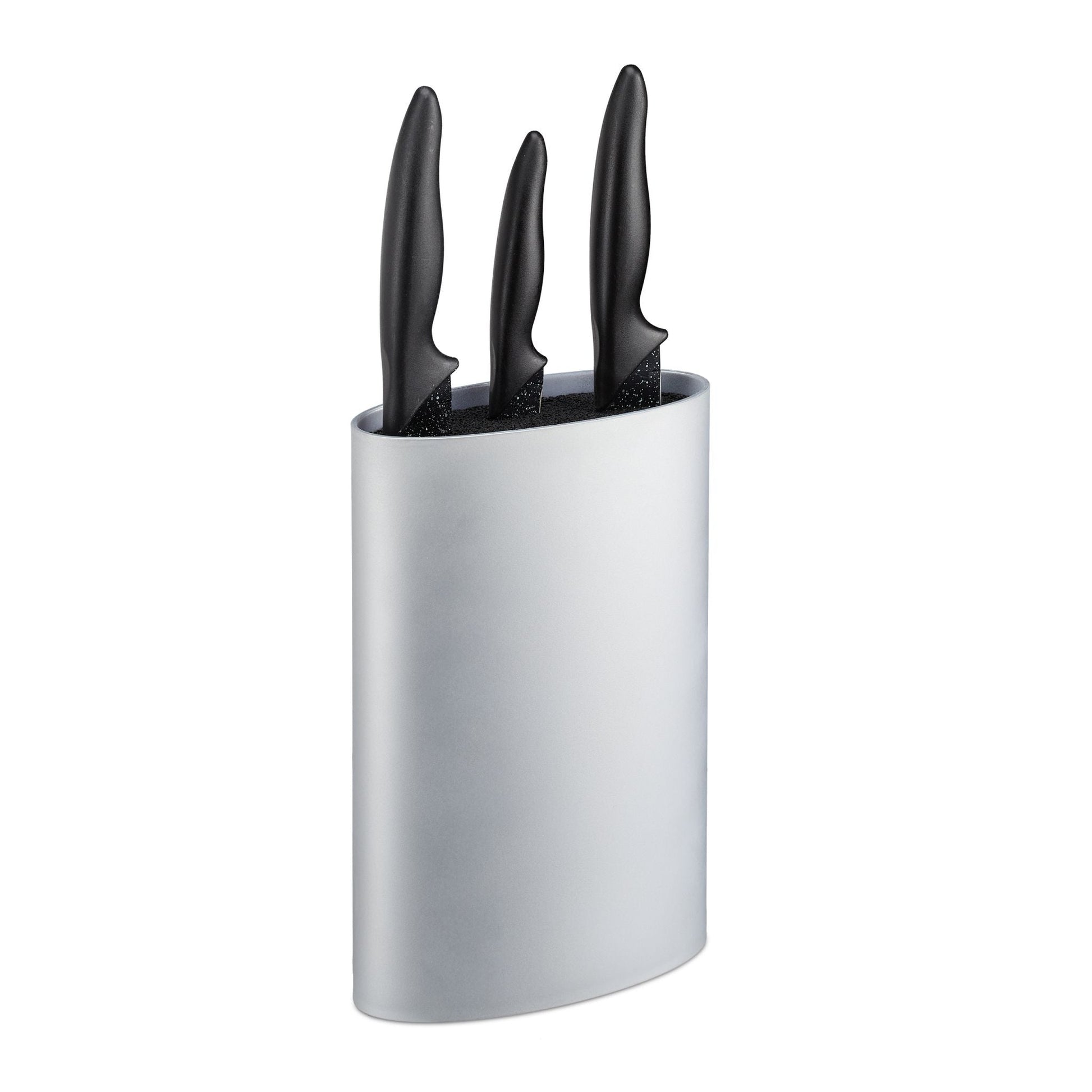 Messerblock oval Schwarz-Silber von Relaxdays