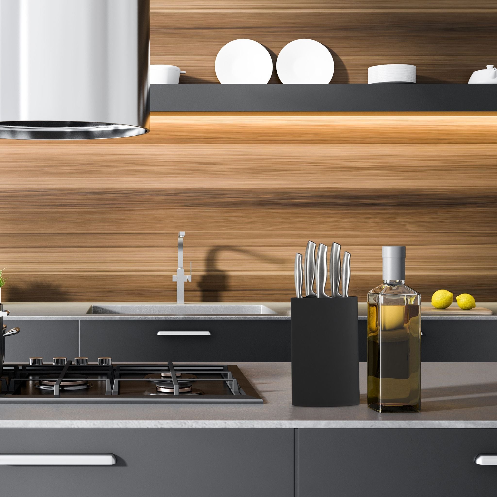 Messerblock oval Schwarz-Silber von Relaxdays