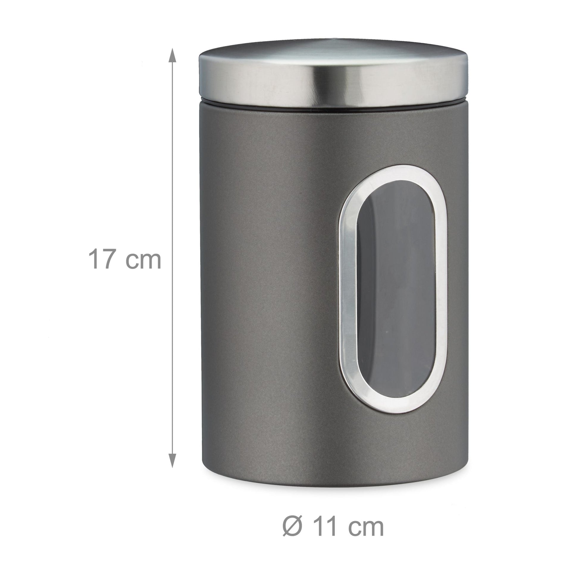 Vorratsdose mit Sichtfenster Silber-Transparent-Grau von Relaxdays