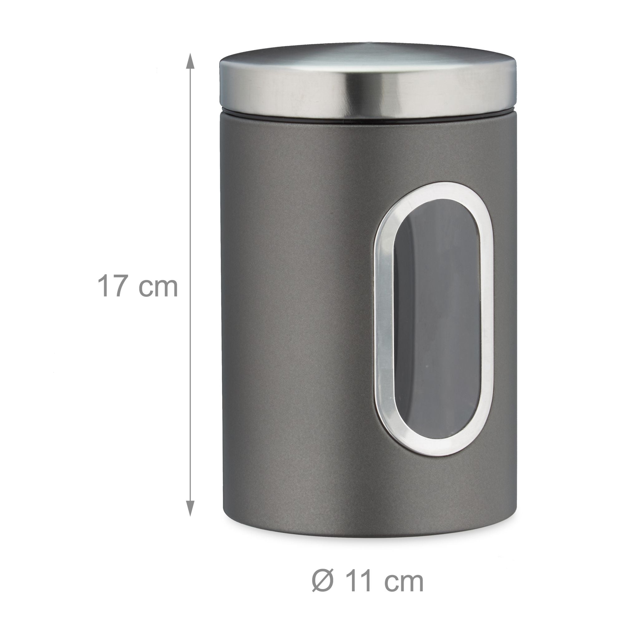 Vorratsdose mit Sichtfenster Silber-Transparent-Grau von Relaxdays