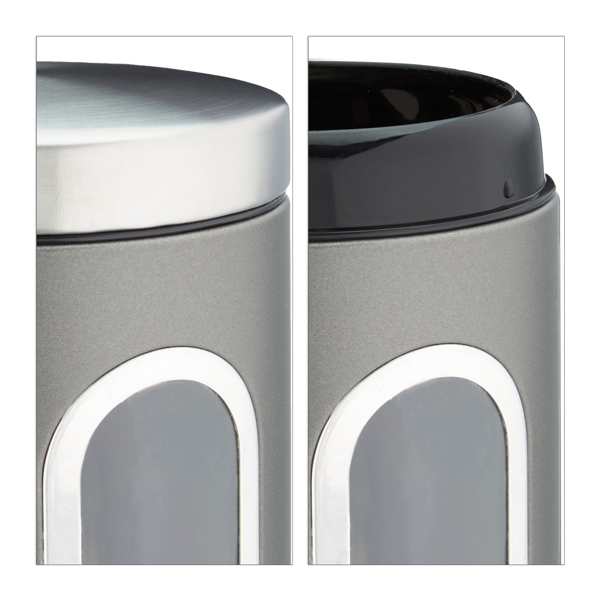 Vorratsdose mit Sichtfenster Silber-Transparent-Grau von Relaxdays